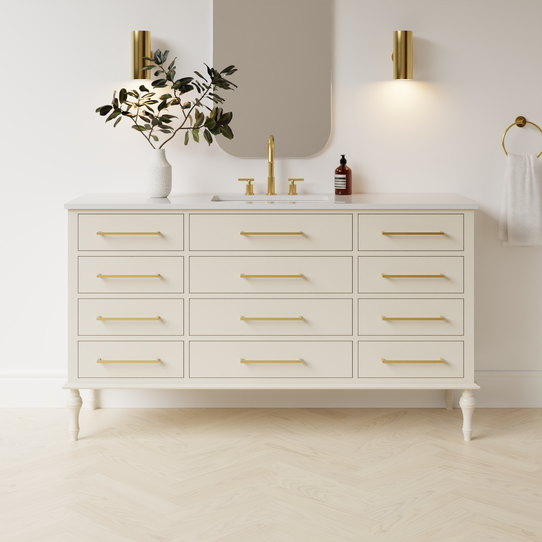 grey beige satin paint vanity