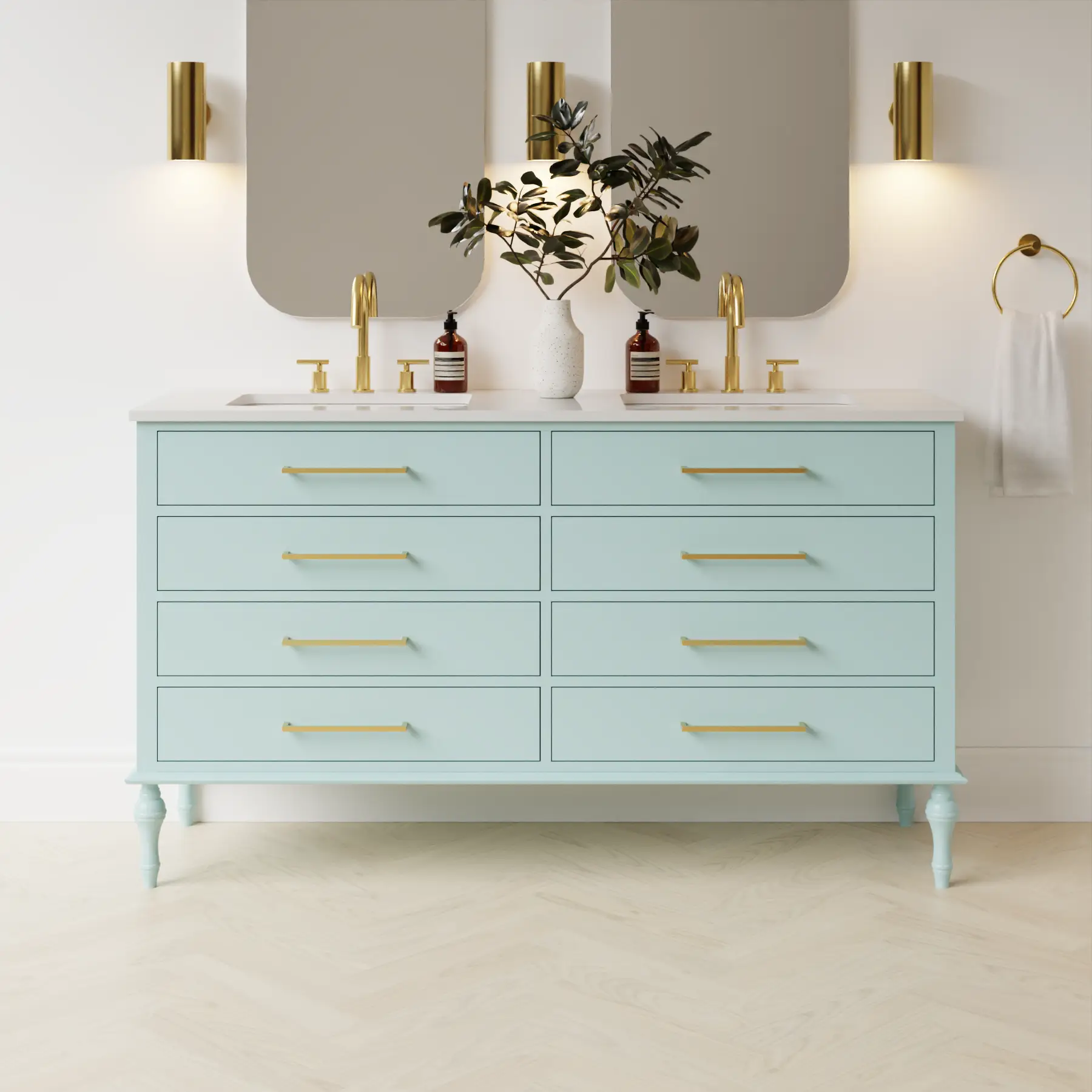 duck egg blue satin paint vanity