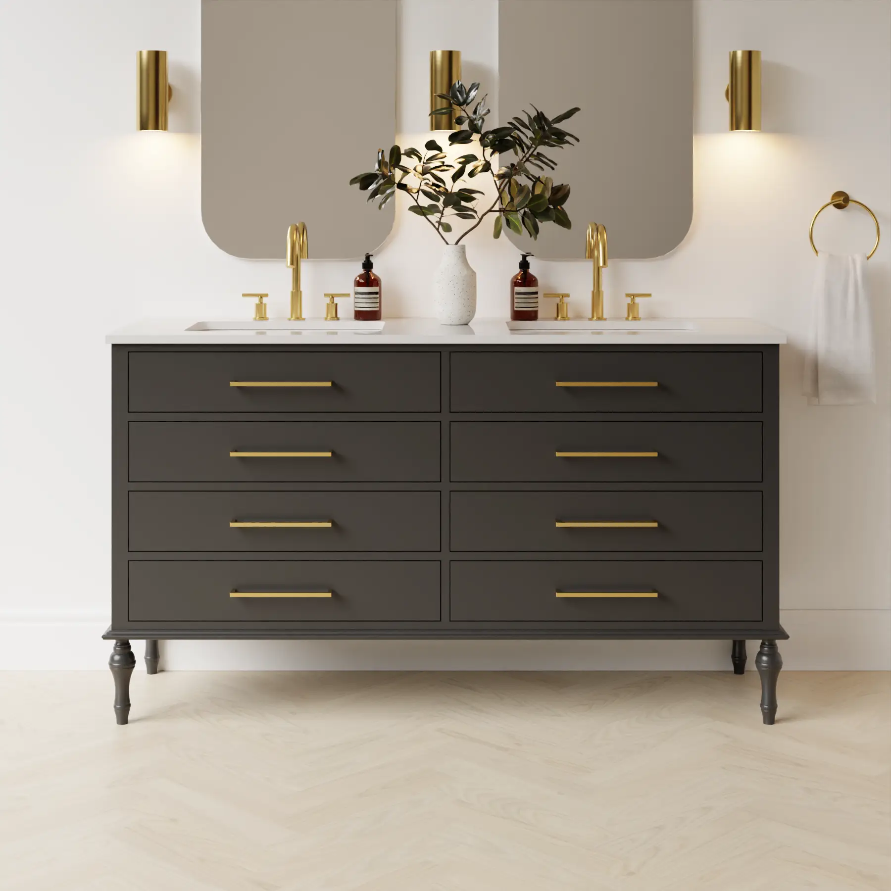 dark grey satin paint vanity