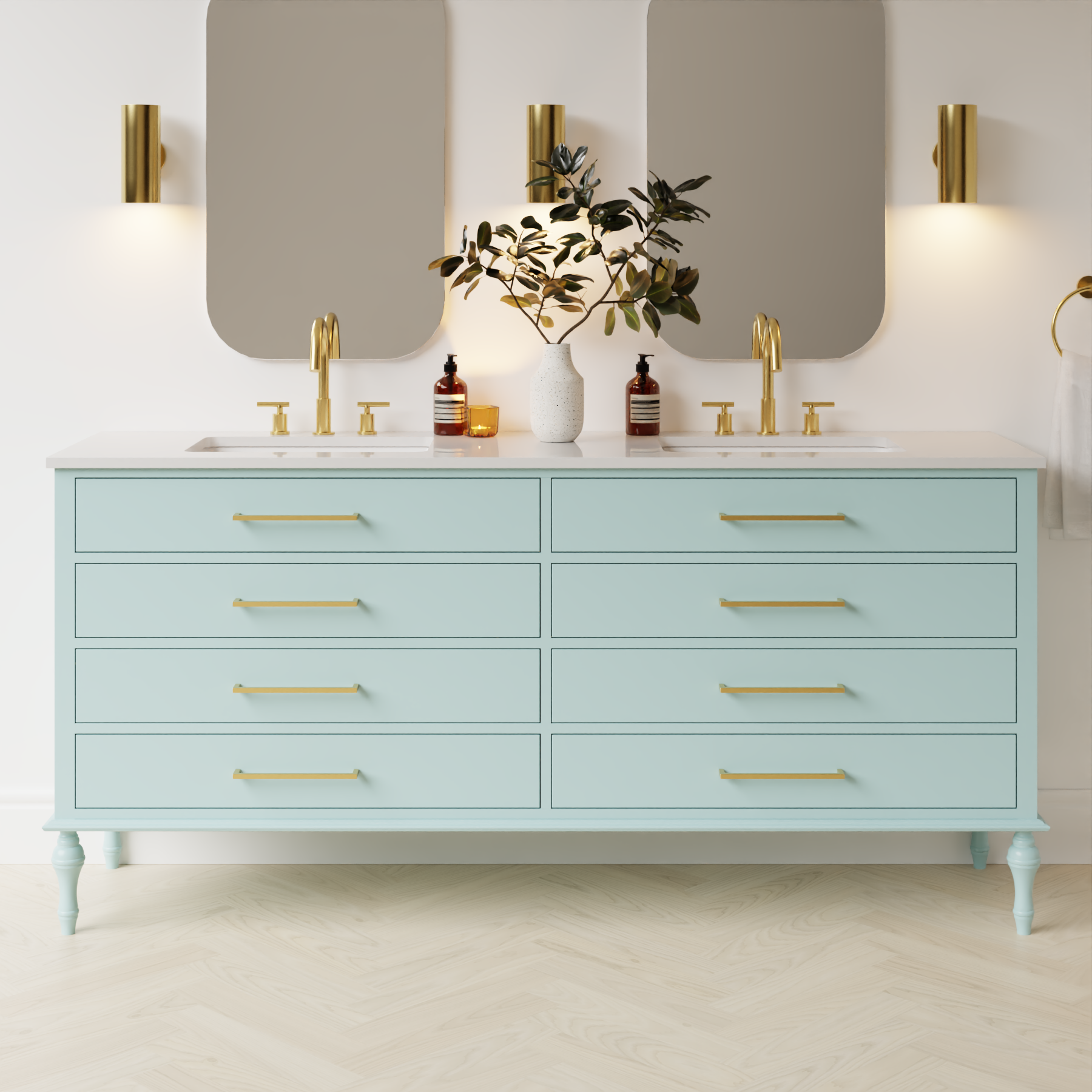 duck egg blue satin paint vanity