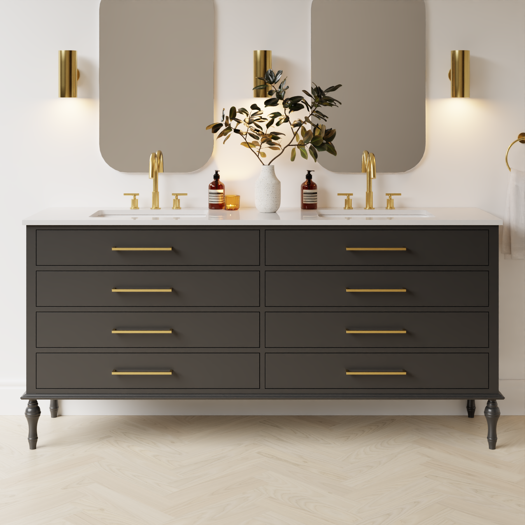 dark grey satin paint vanity