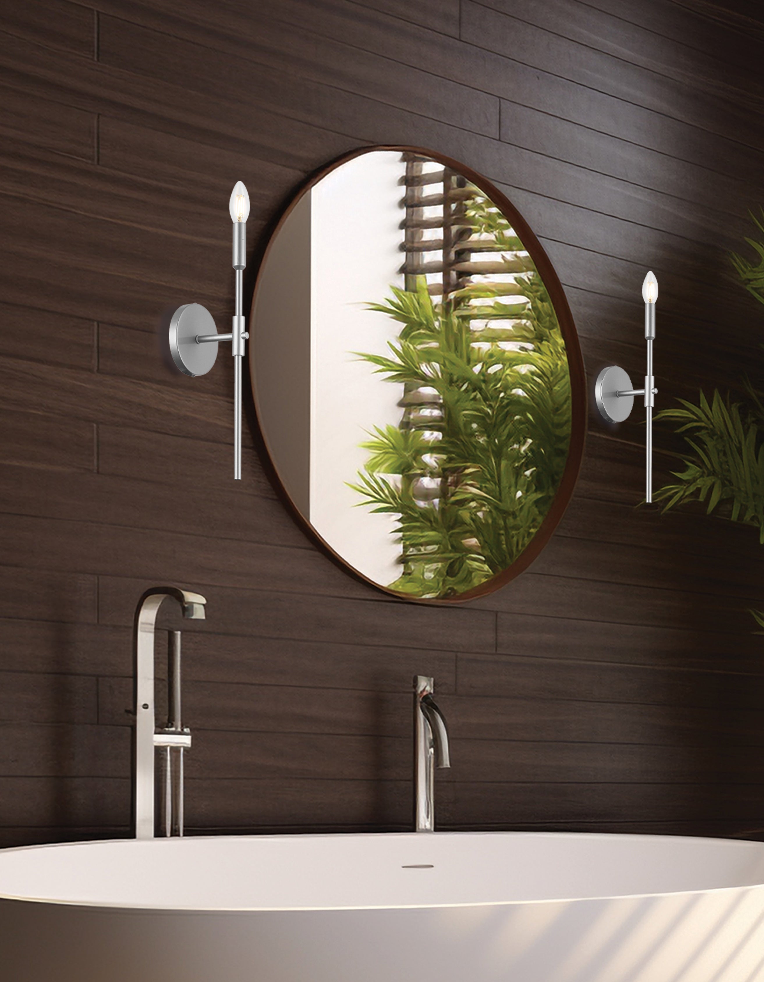 satin chrome and polished chrome wall sconce