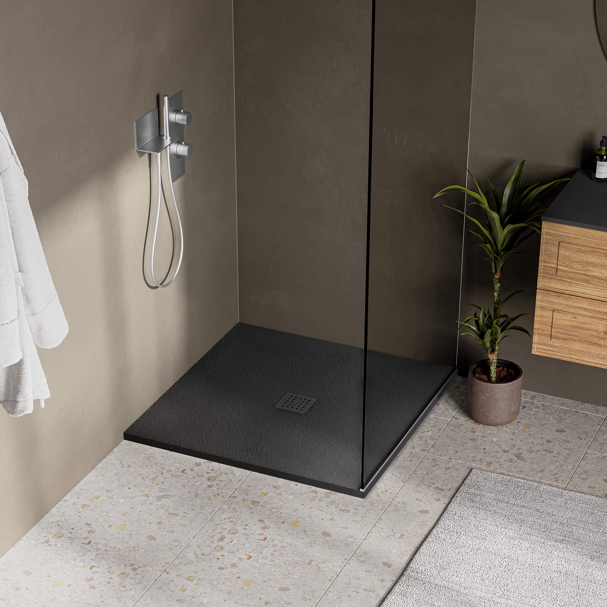 black shower base