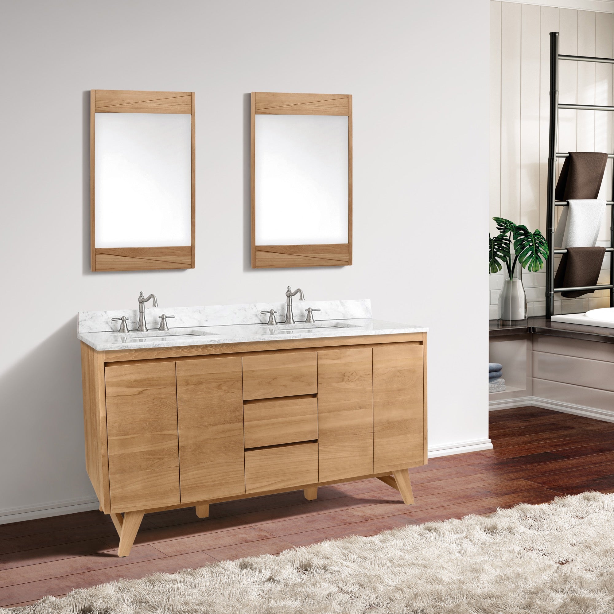 natural teak vanity set