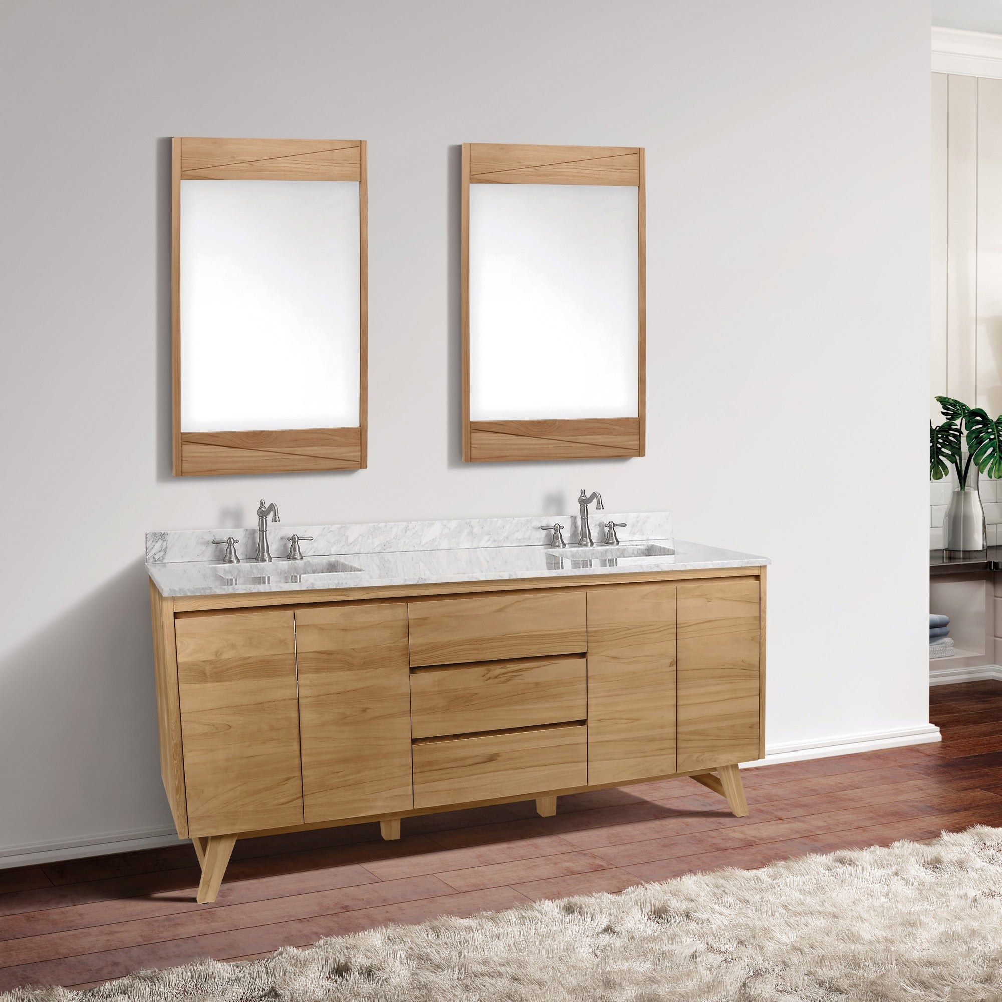 natural teak vanity set