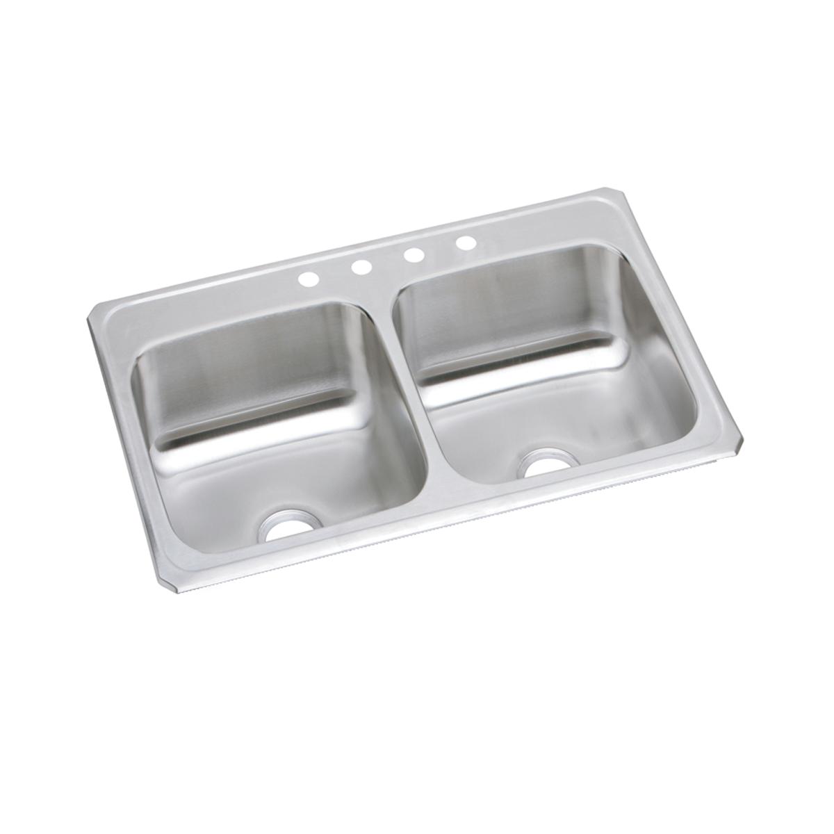 brushed satin equal double bowl drop-in sink