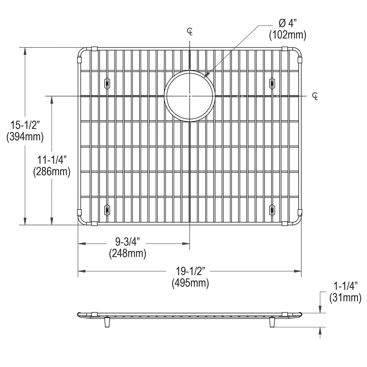 polished stainless steel bottom grid