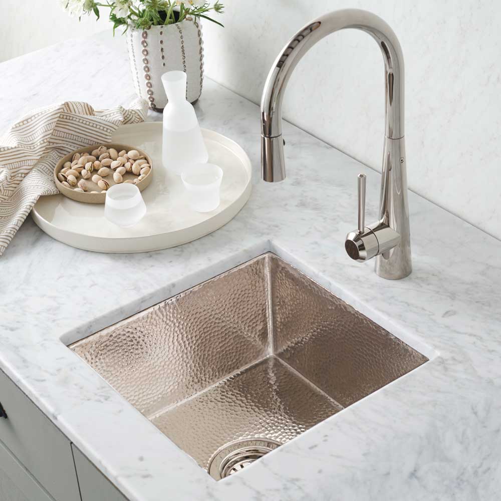 polished nickel kitchen sink