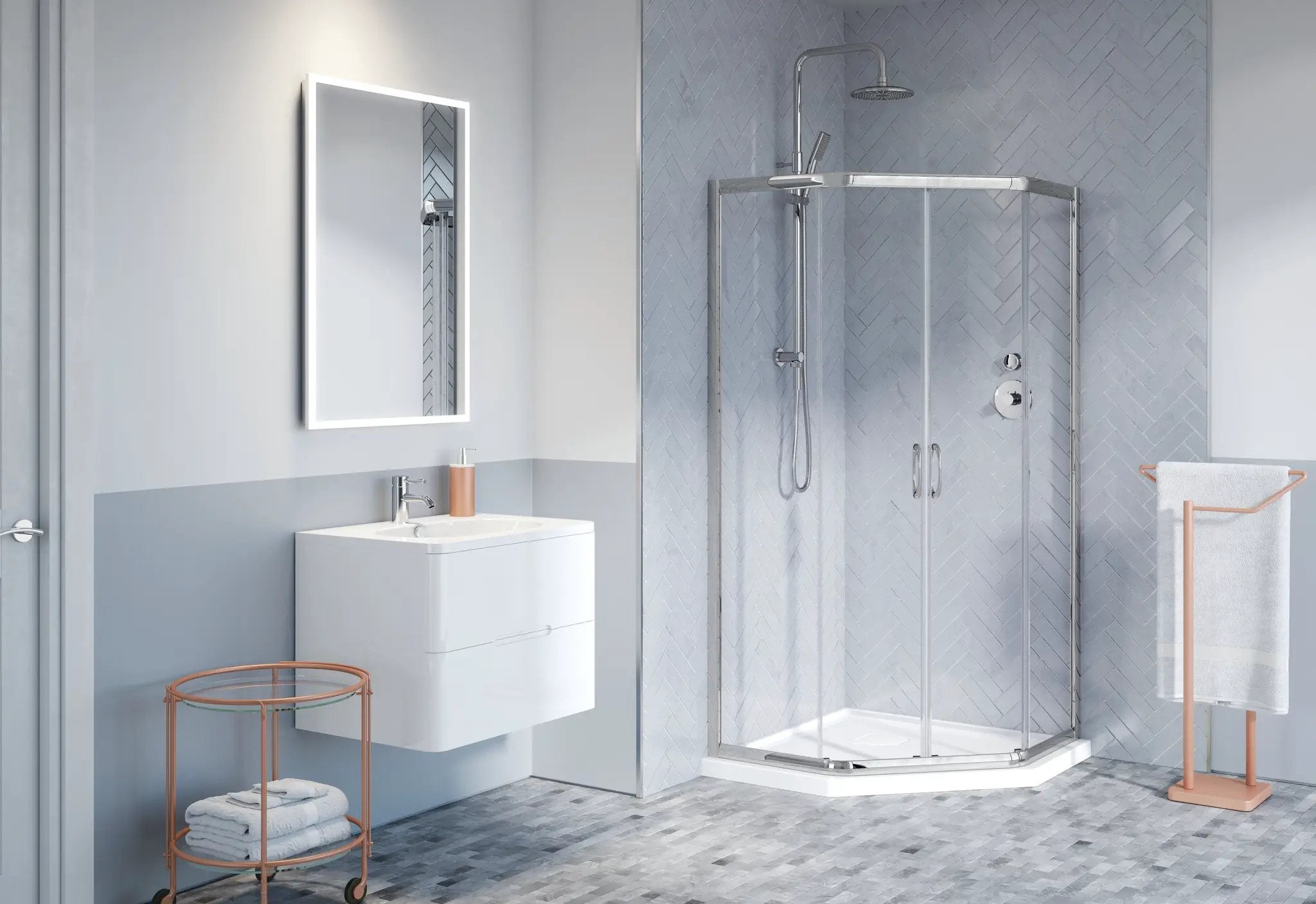 chrome shower door