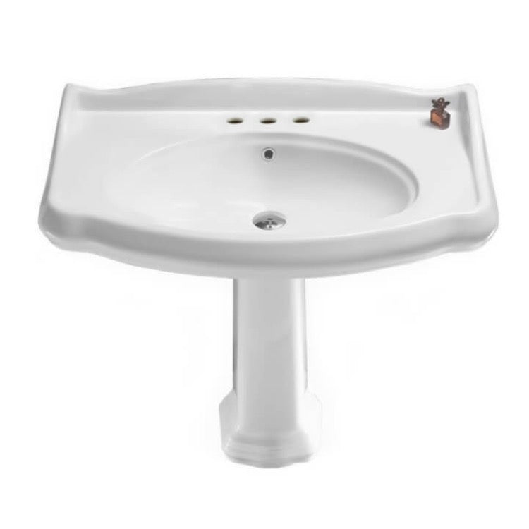 Nameeks Cerastyle 39-2/5" Ceramic Pedestal Bathroom Sink with One Faucet Hole - Includes Overflow