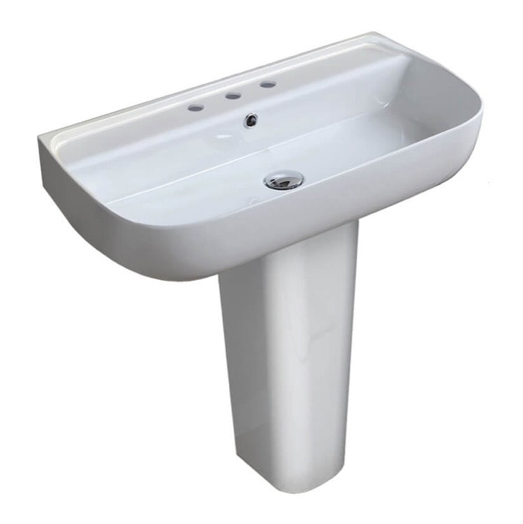 Nameeks Aqua Ceramic Rectangular Pedestal Sink