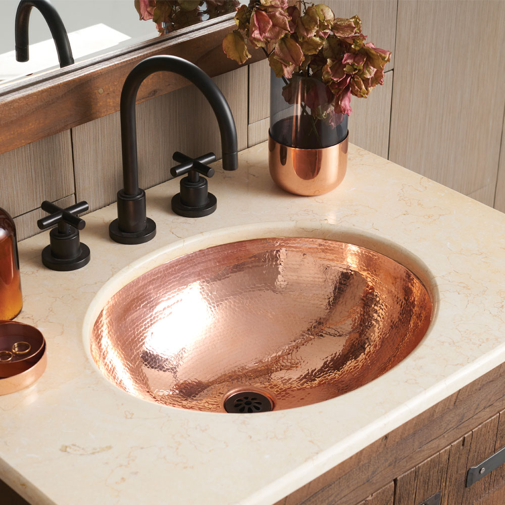 polished copper bathroom sink