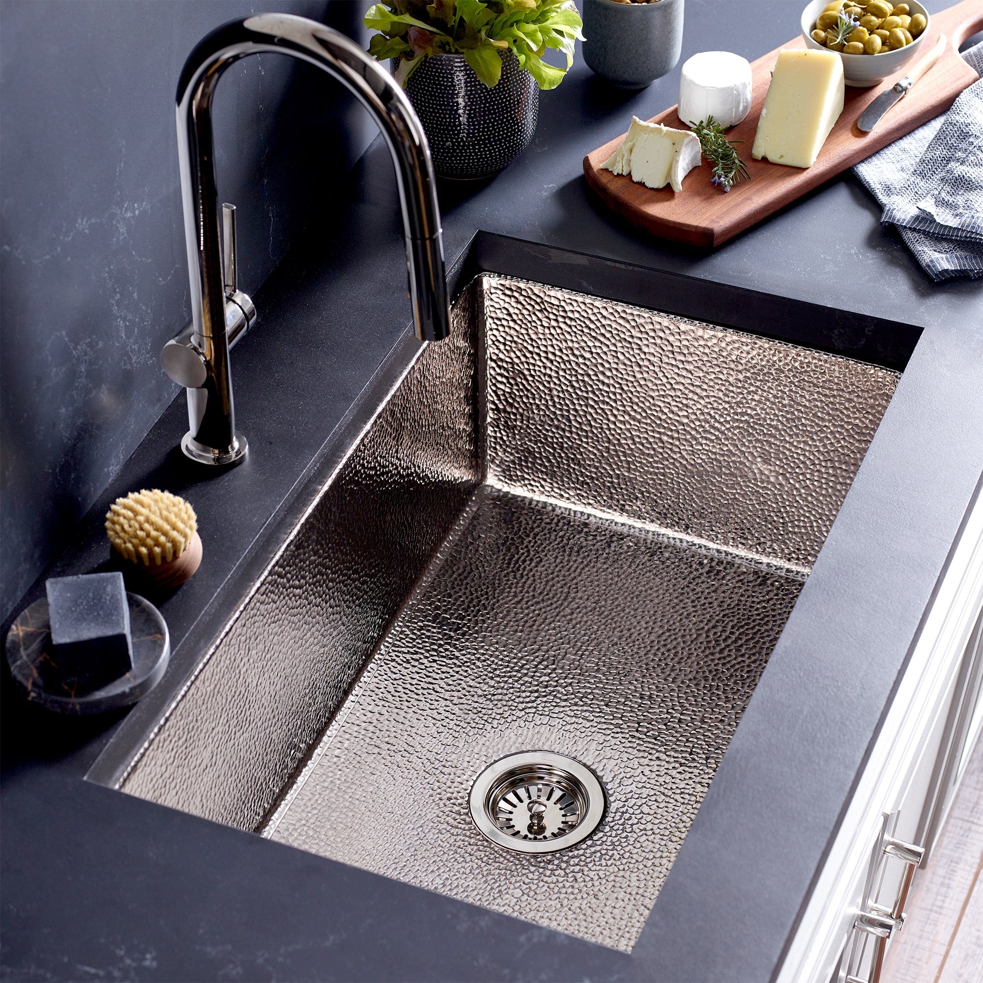 polished nickel kitchen sink