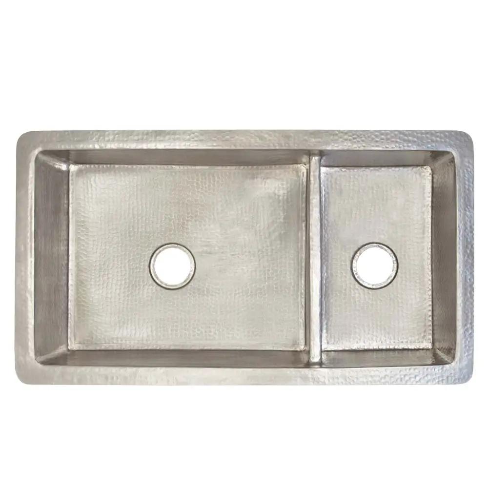Native Trails Cocina Duet Pro 40" Double-Bowl Hammered Copper Undermount Kitchen Sink by Native Trails