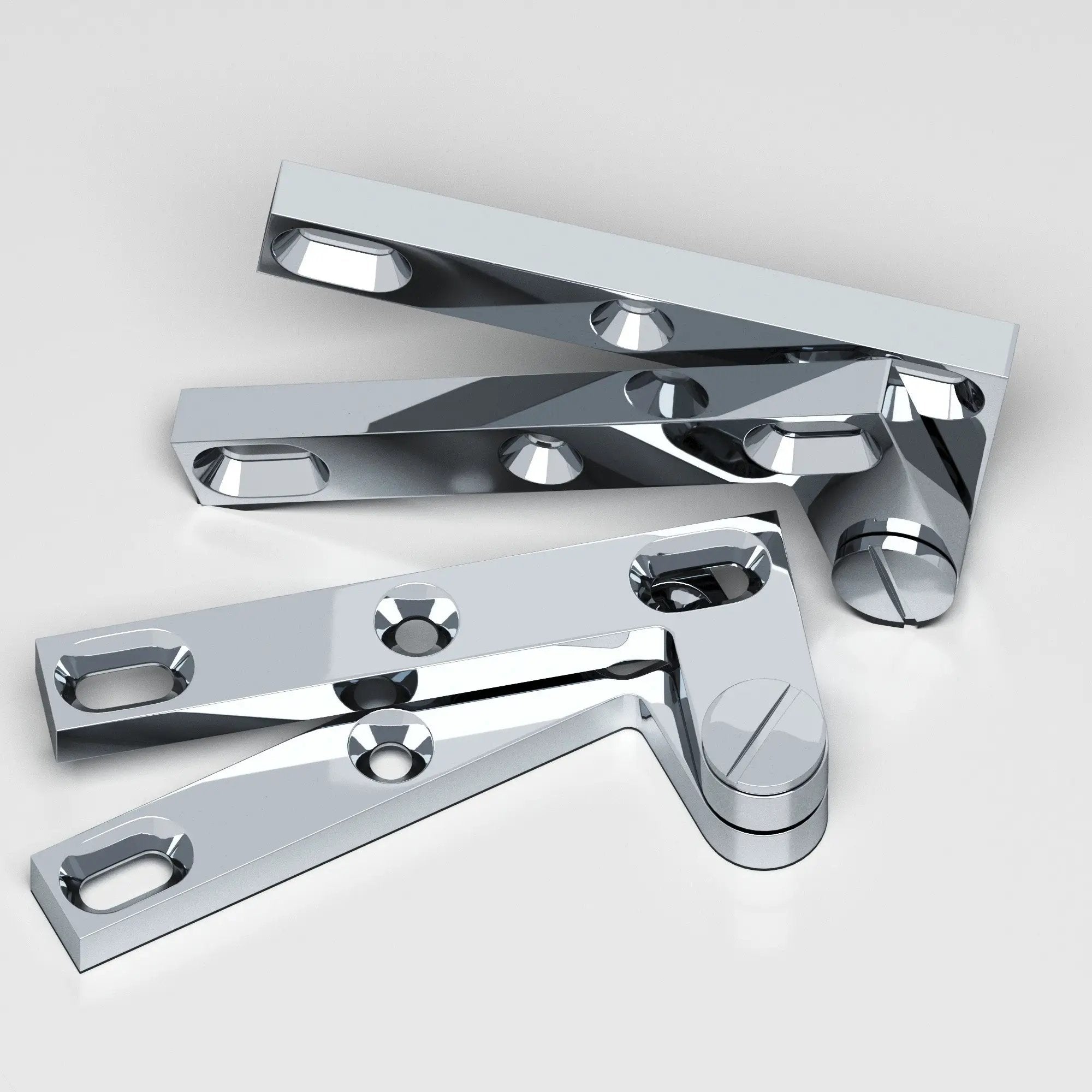 polished chrome hinge