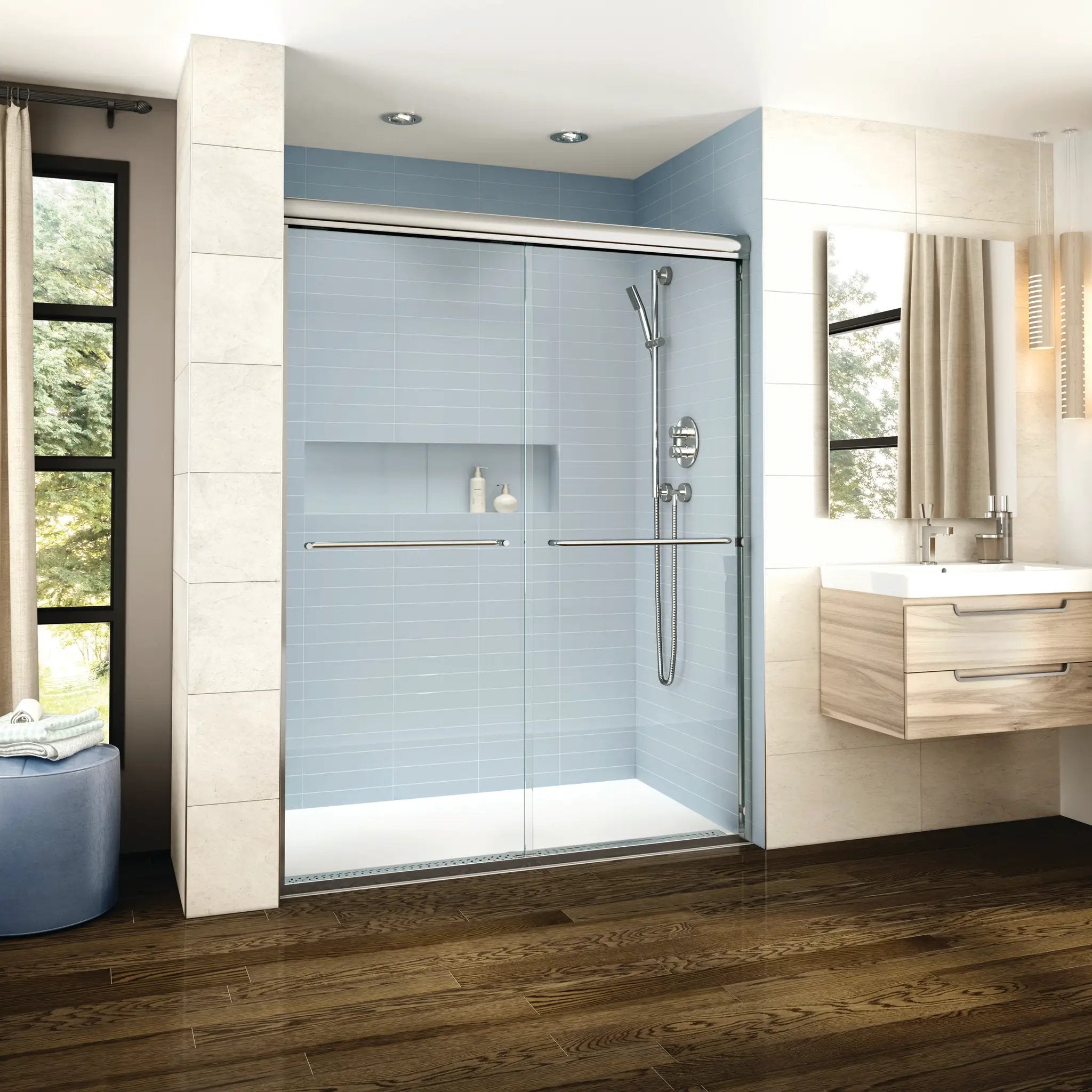 chrome shower door