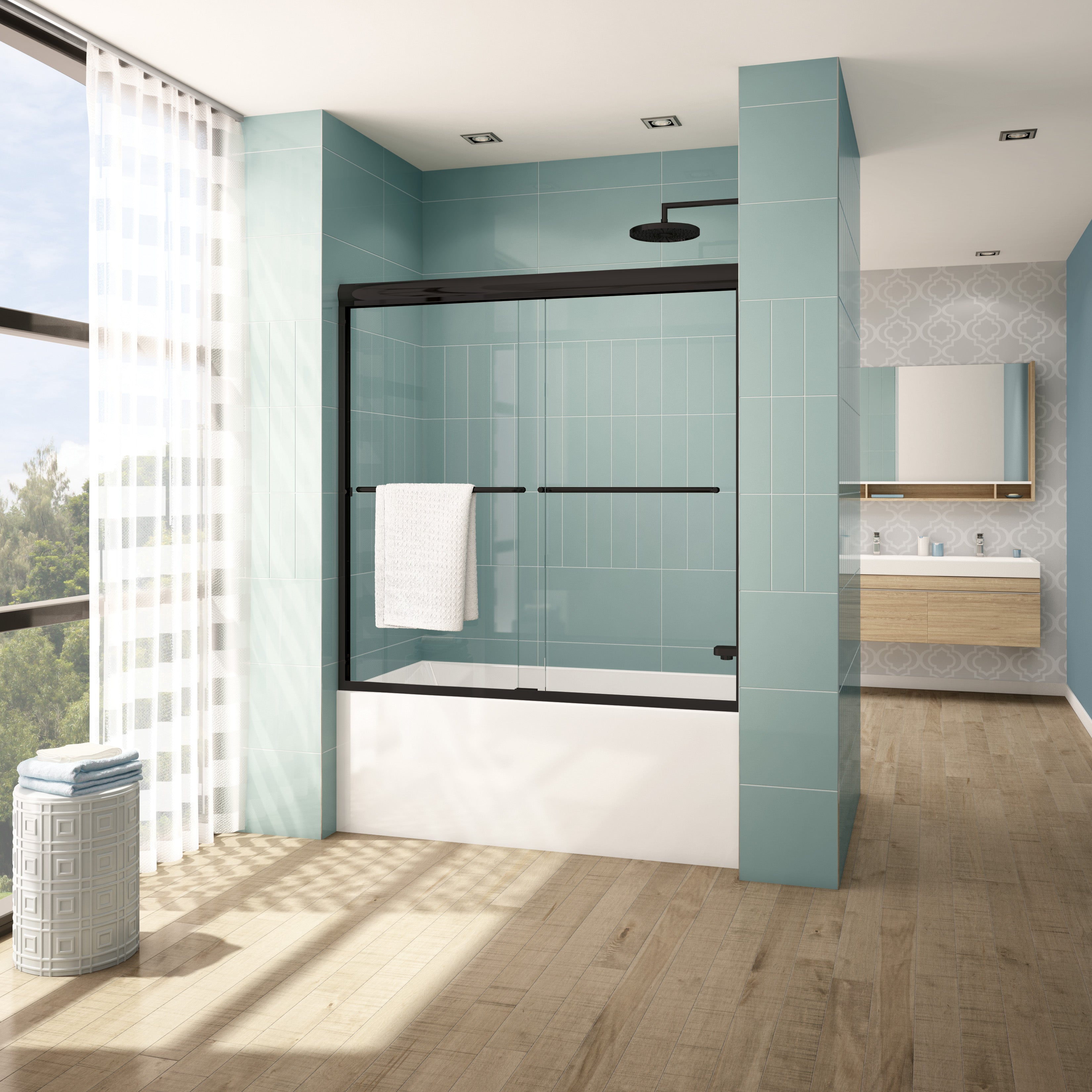 matte black tub enclosure