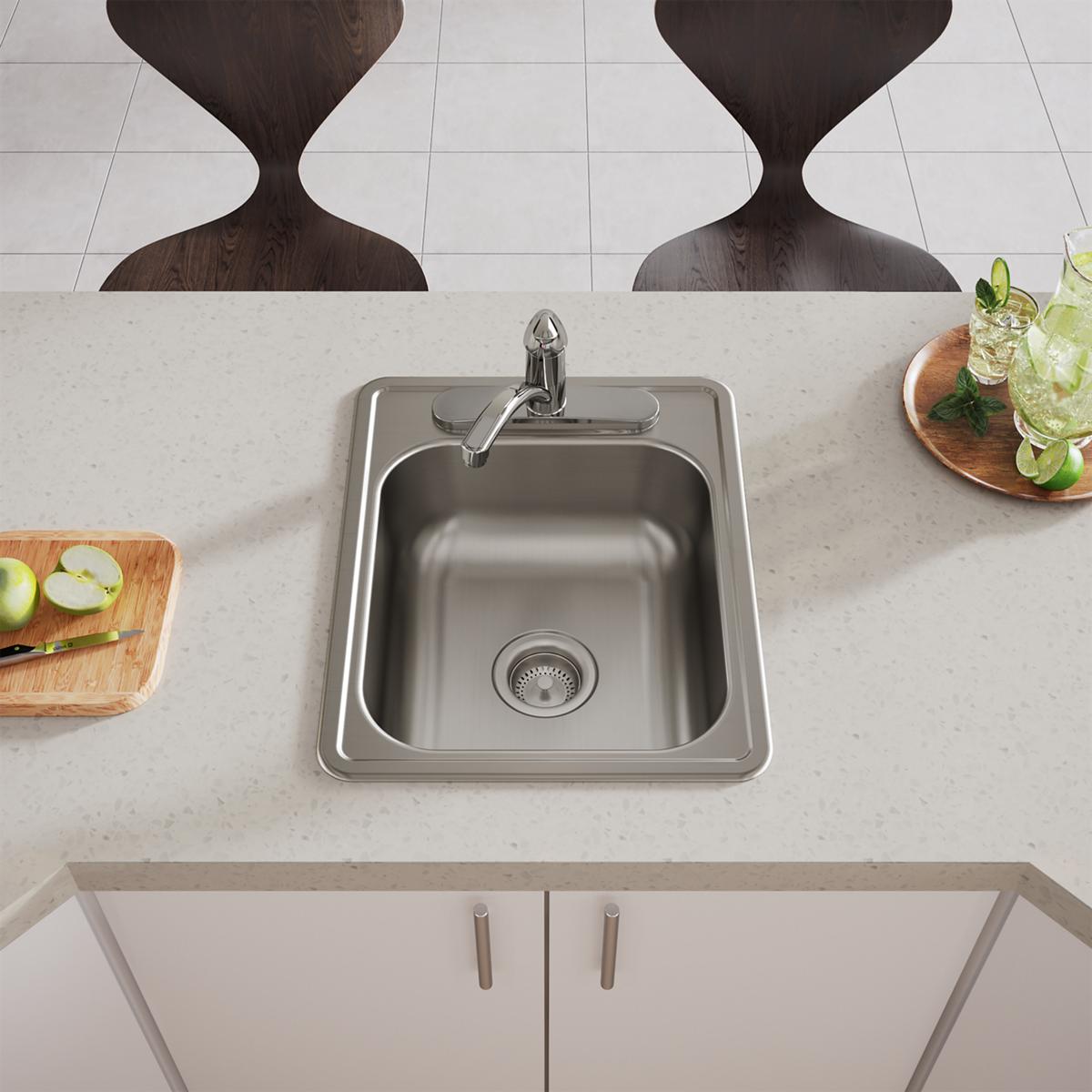 satin single bowl drop-in bar sink