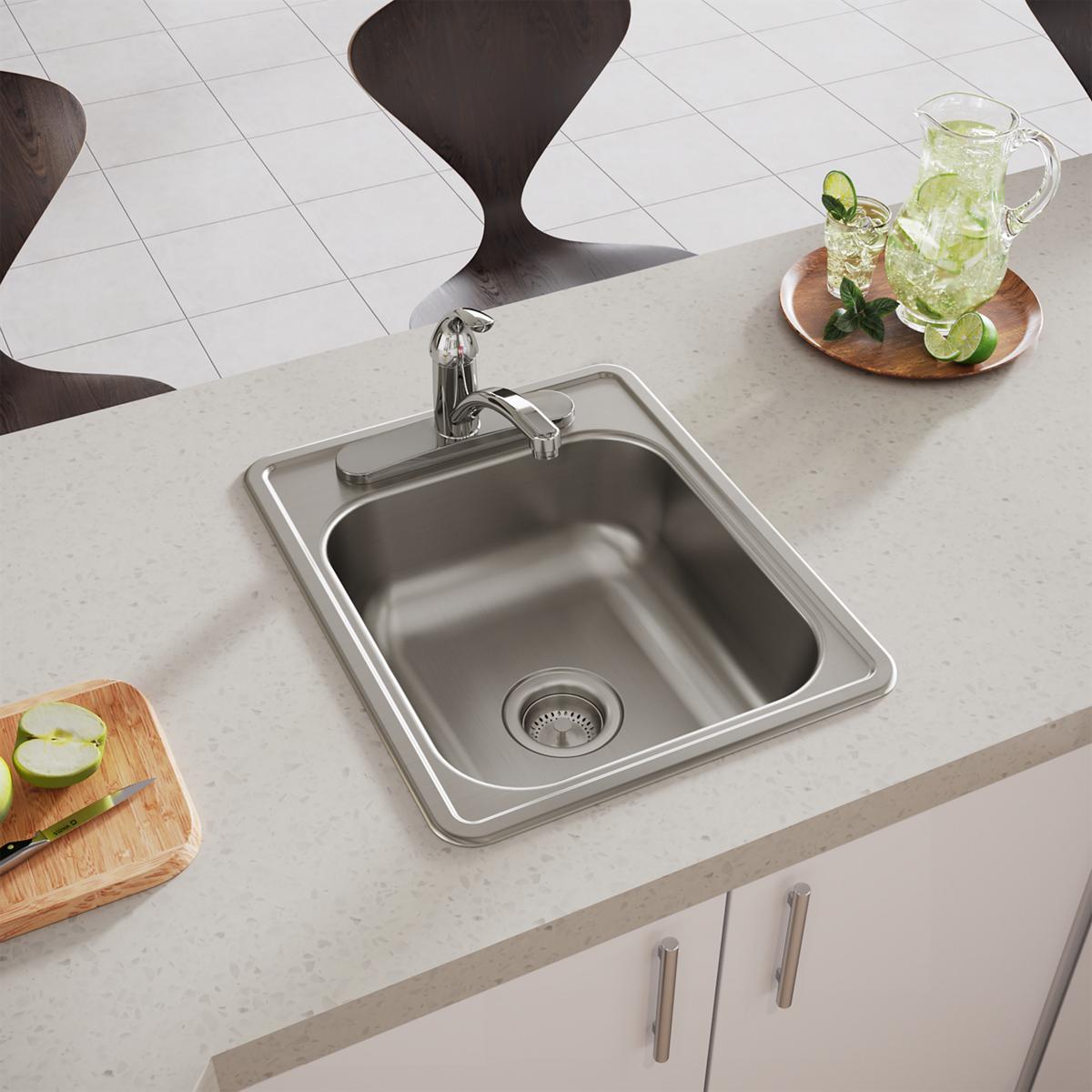 satin single bowl drop-in bar sink