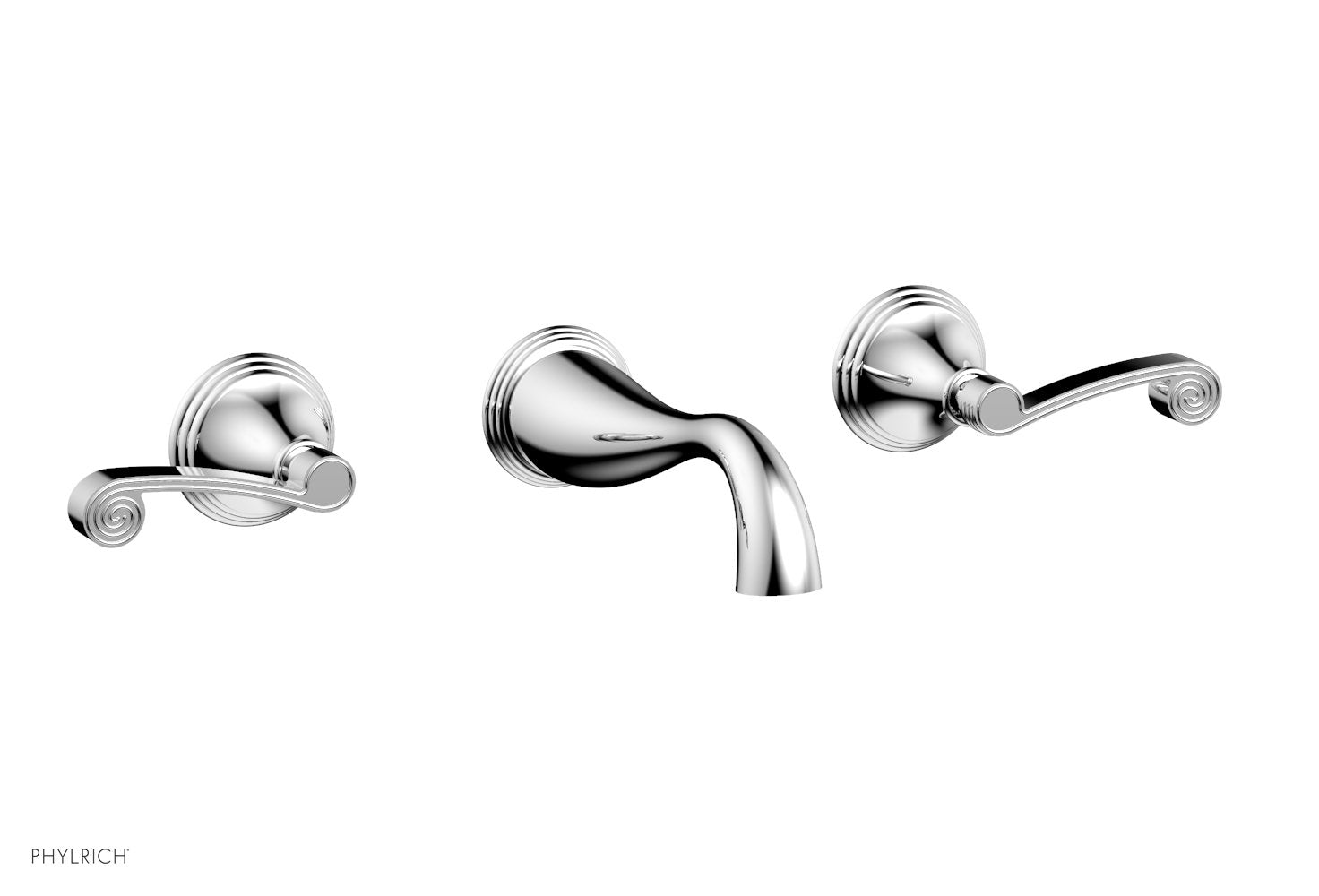 polished chrome wall tub set