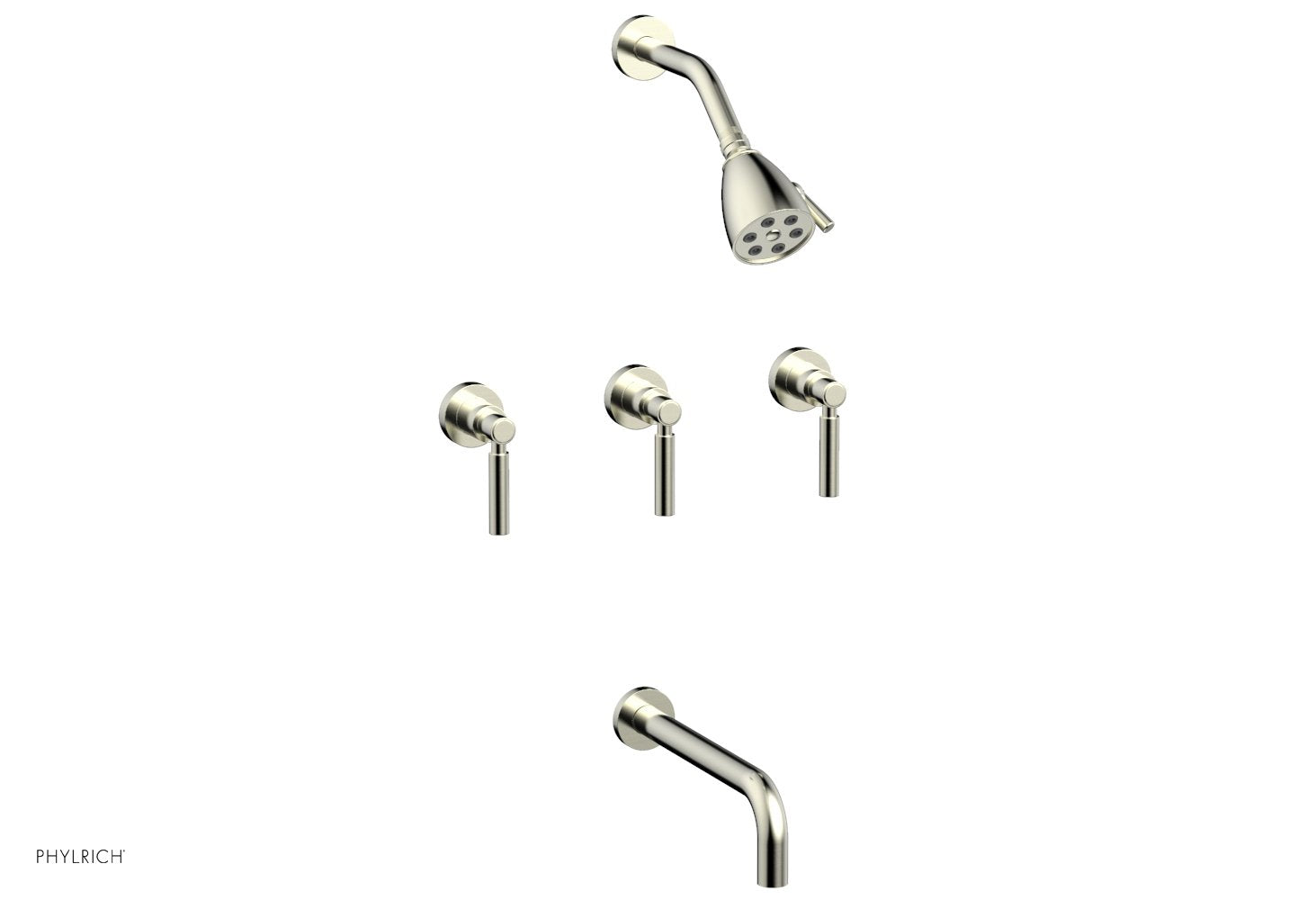 Phylrich BASIC Three Handle Tub and Shower Set 10" Spout - Lever Handles