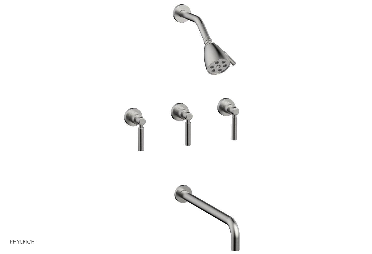 Phylrich BASIC Three Handle Tub and Shower Set 14" Spout - Lever Handles