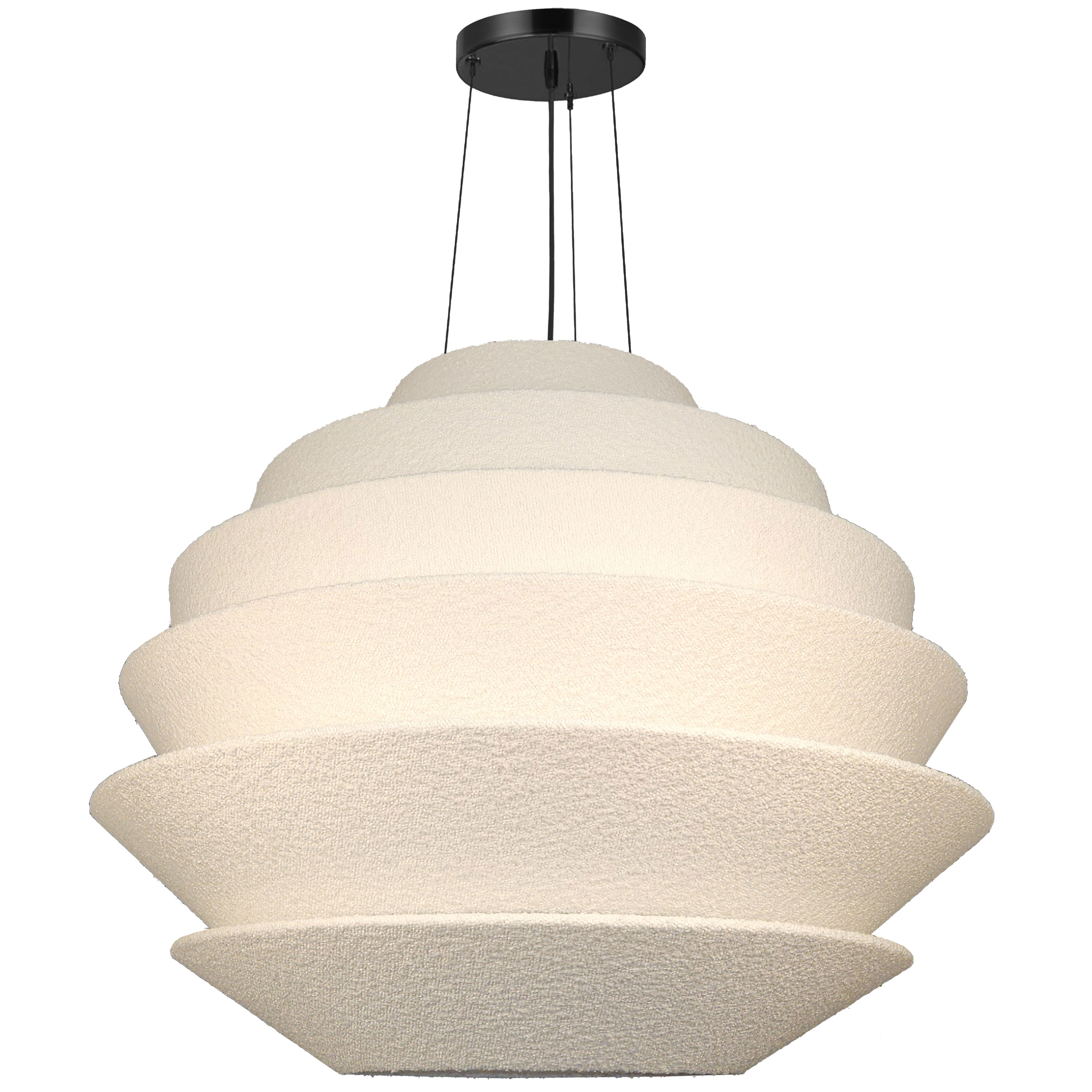 Dainolite 9 Light Incandescent Pendant Light with White Boucle Fabric Shade