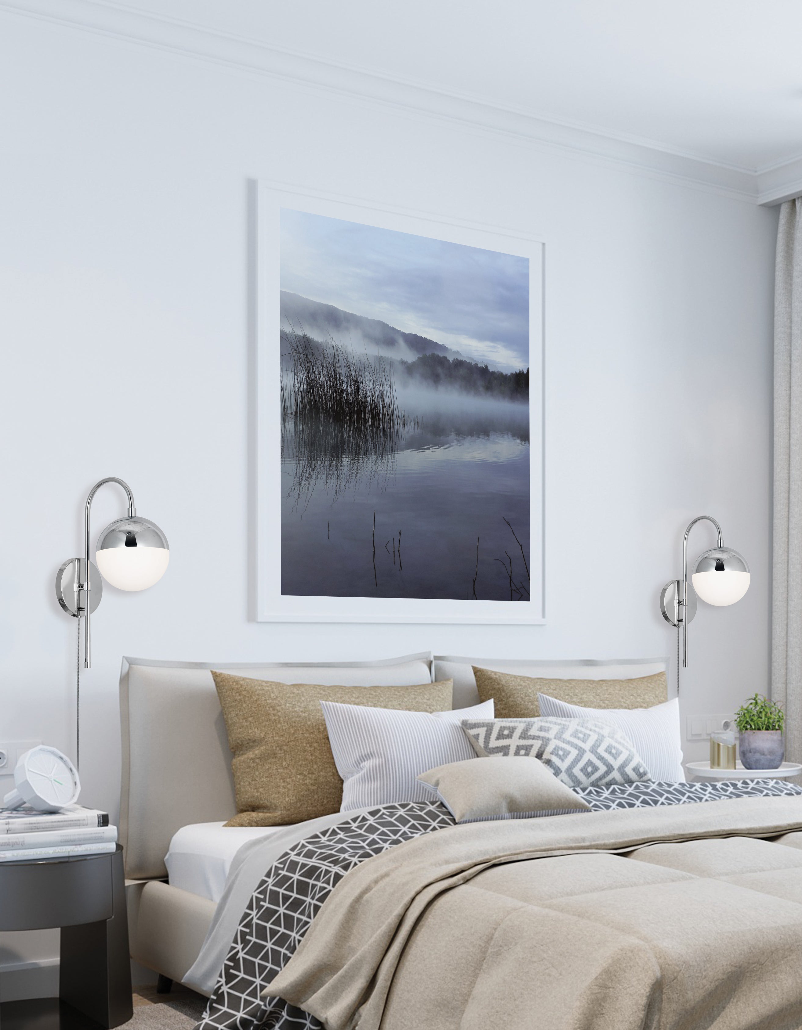 polished chrome wall sconce