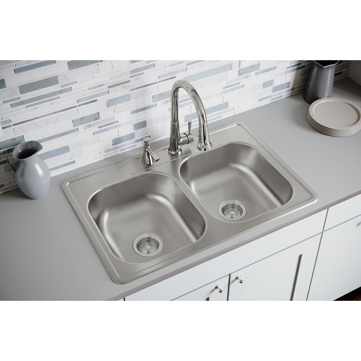 satin equal double bowl drop-in sink