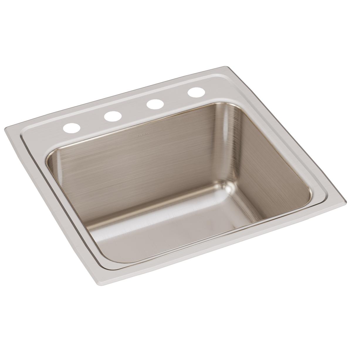 Elkay Lustertone Classic 19-1/2" x 19" x 10-1/8" OS4-Hole Single Bowl Drop-in Laundry Sink