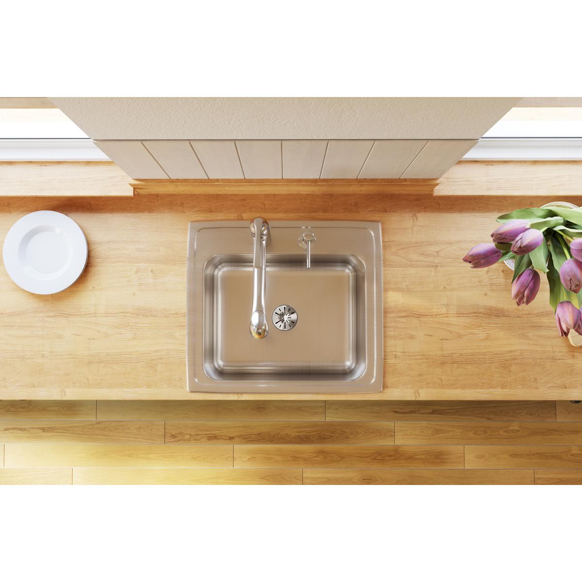 lustrous satin single bowl drop-in sink