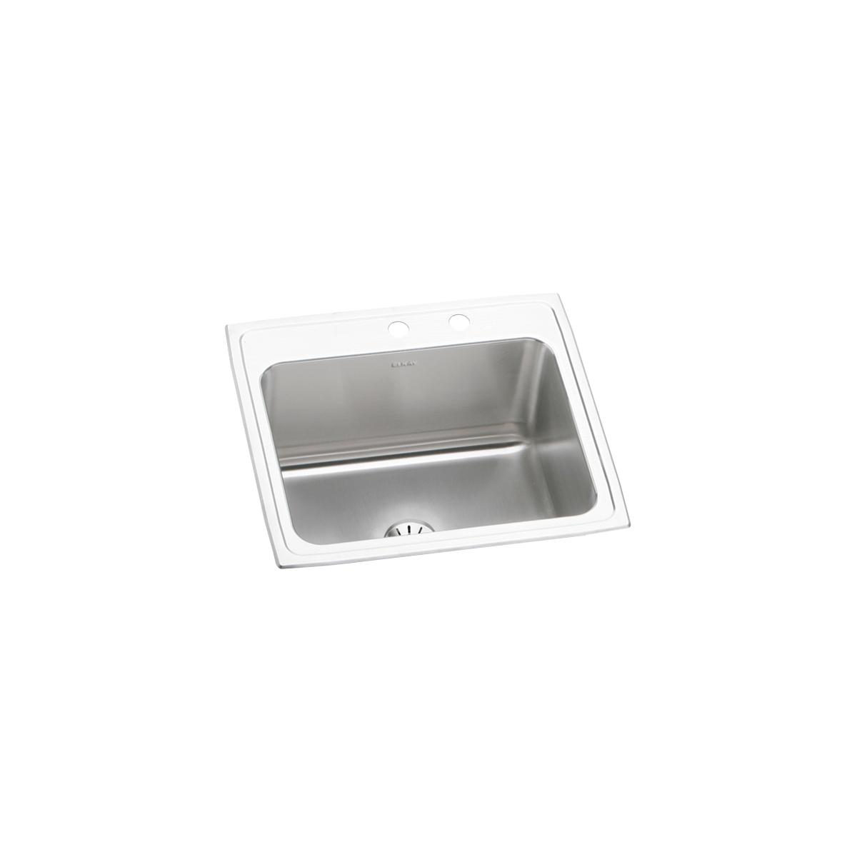 Elkay Lustertone Classic 25" x 22" x 10-3/8" MR2-Hole Single Bowl Drop-in Sink with Perfect Drain