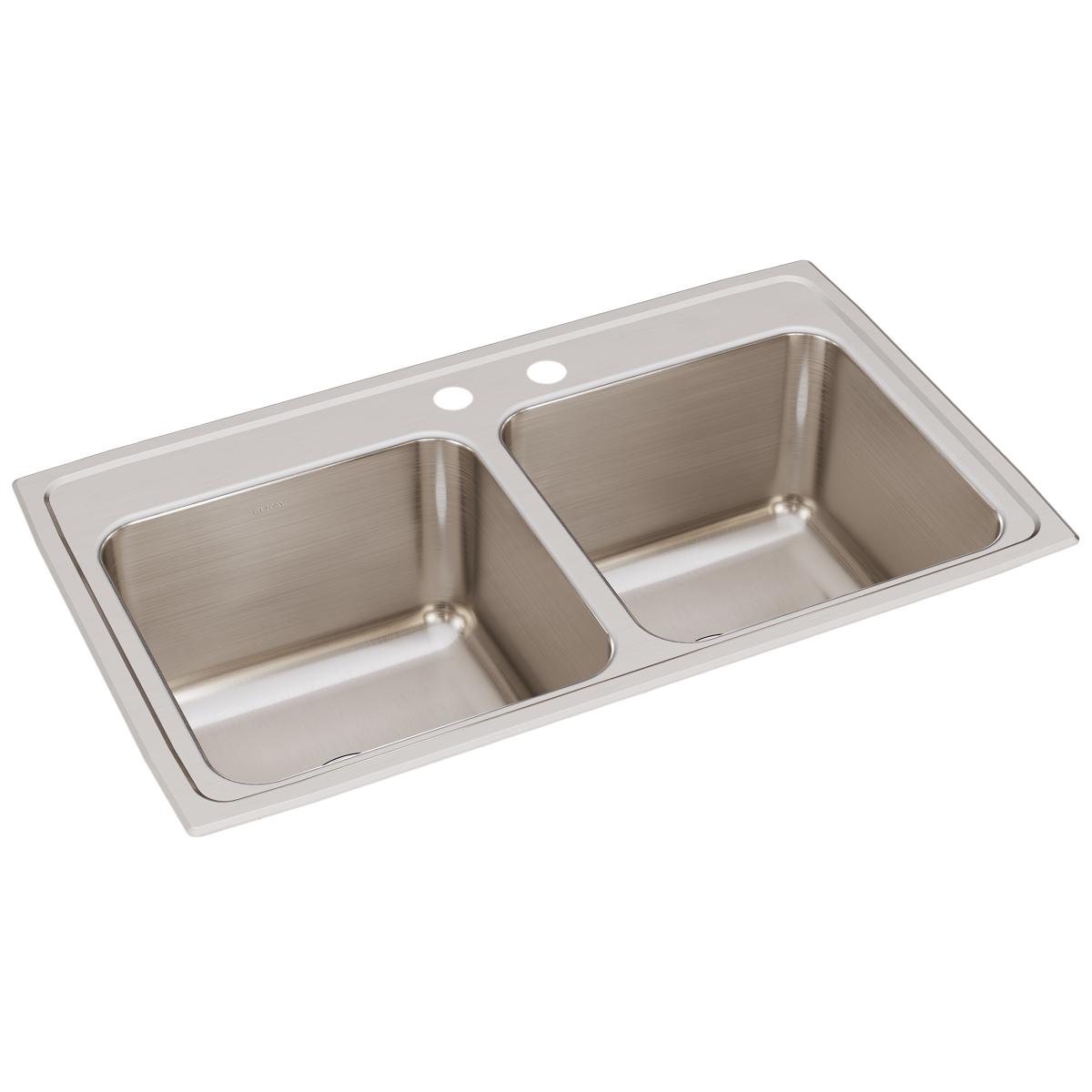 Elkay Lustertone Classic 33" x 19-1/2" x 10-1/8" MR2-Hole Equal Double Bowl Drop-in Sink