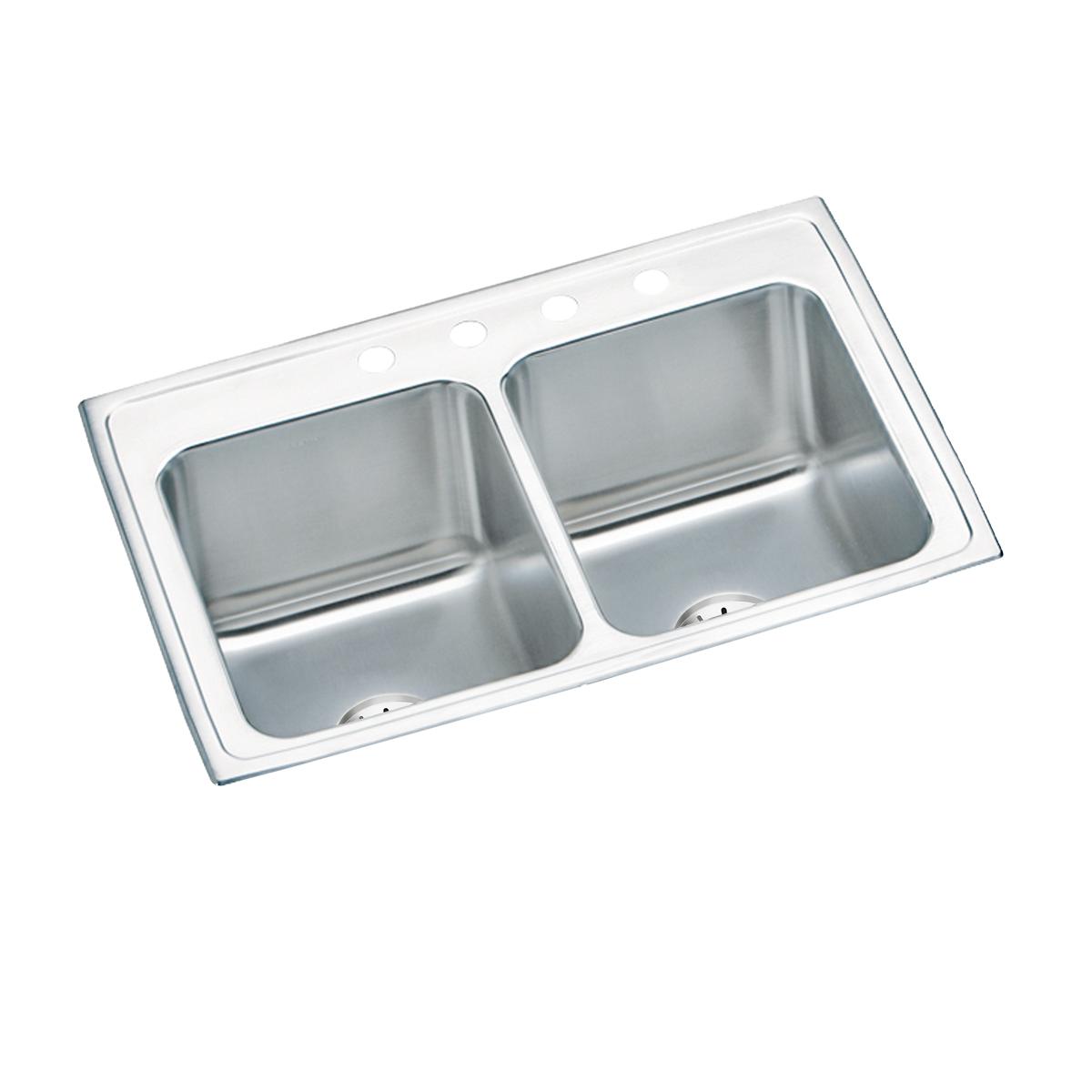 Elkay Lustertone Classic 33" x 22" x 10-1/8" Equal Double Bowl Drop-in Sink with Perfect Drain