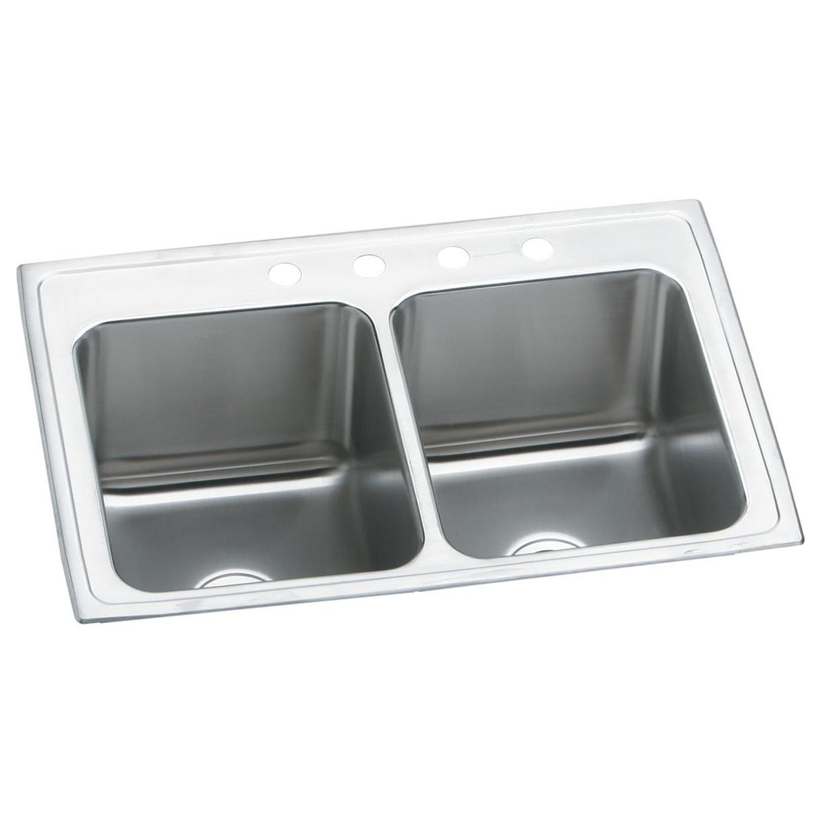 Elkay Lustertone Classic 25" x 19-1/2" x 10-1/8" MR2-Hole Equal Double Bowl Drop-in Sink