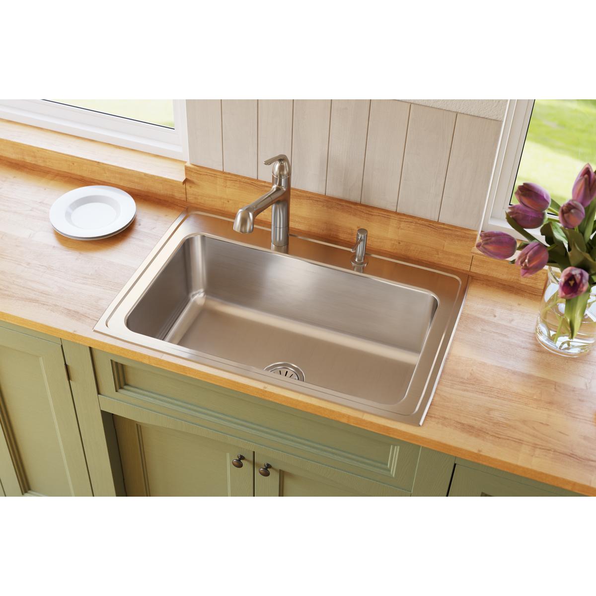 lustertone single bowl drop-in sink