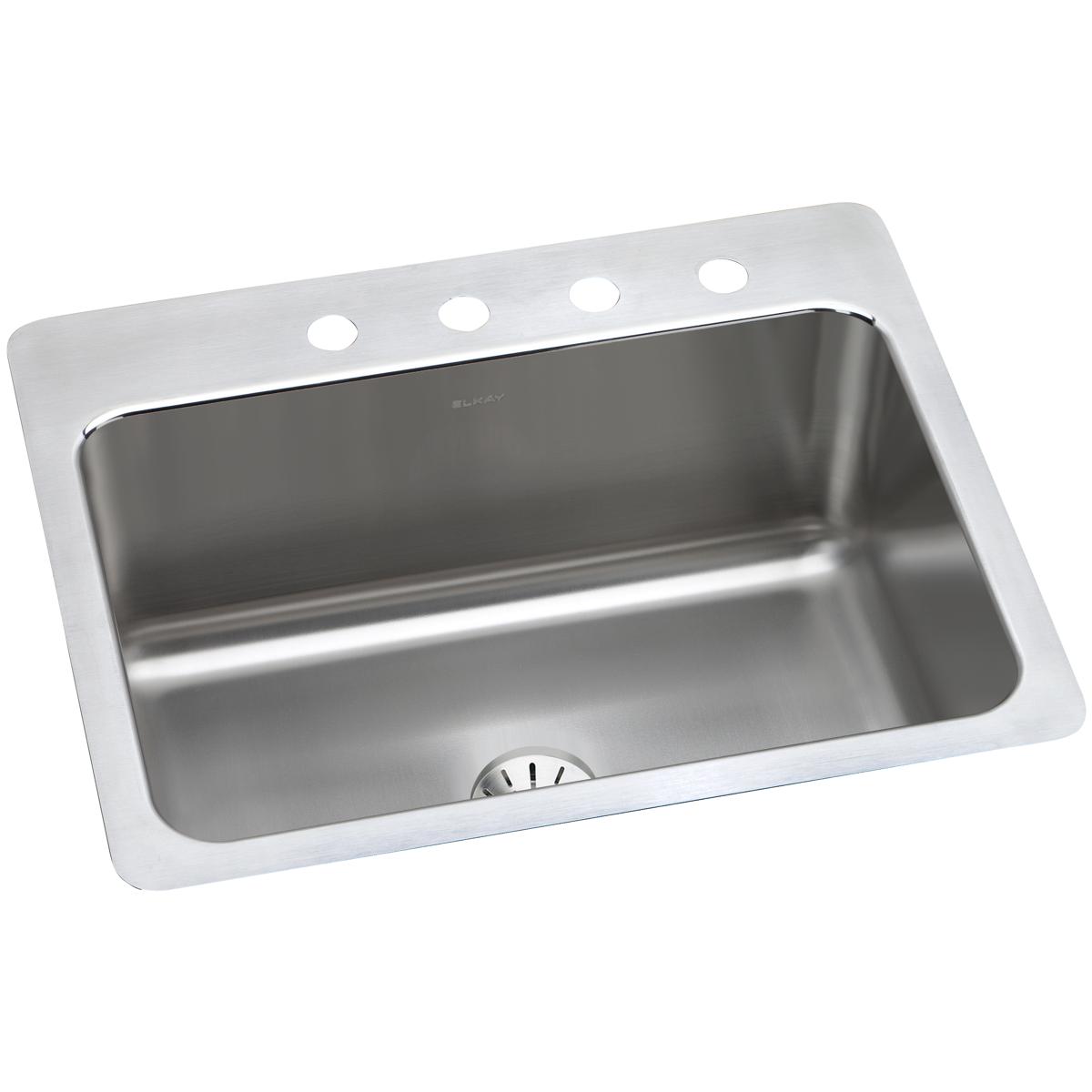 Elkay Lustertone Classic 27" x 22" x 10", Single Bowl Dual Mount Sink with Perfect Drain