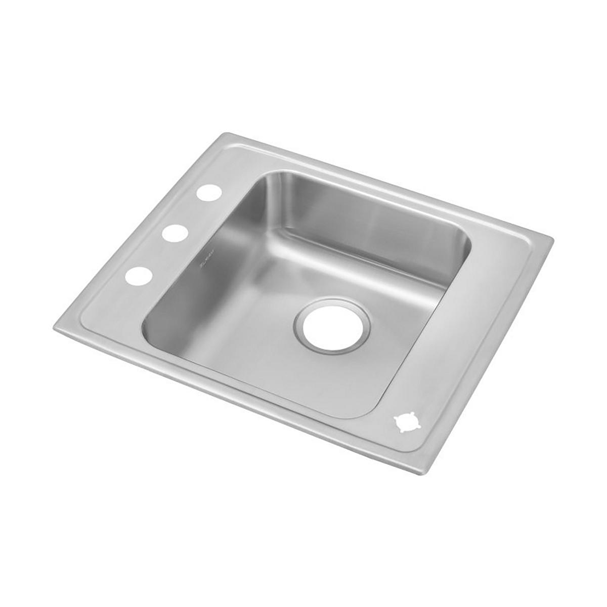 Elkay Lustertone Classic 22" x 19-1/2" x 4" Single Bowl Drop-in Classroom ADA Sink with Quick-clip and Rear and Right Deck