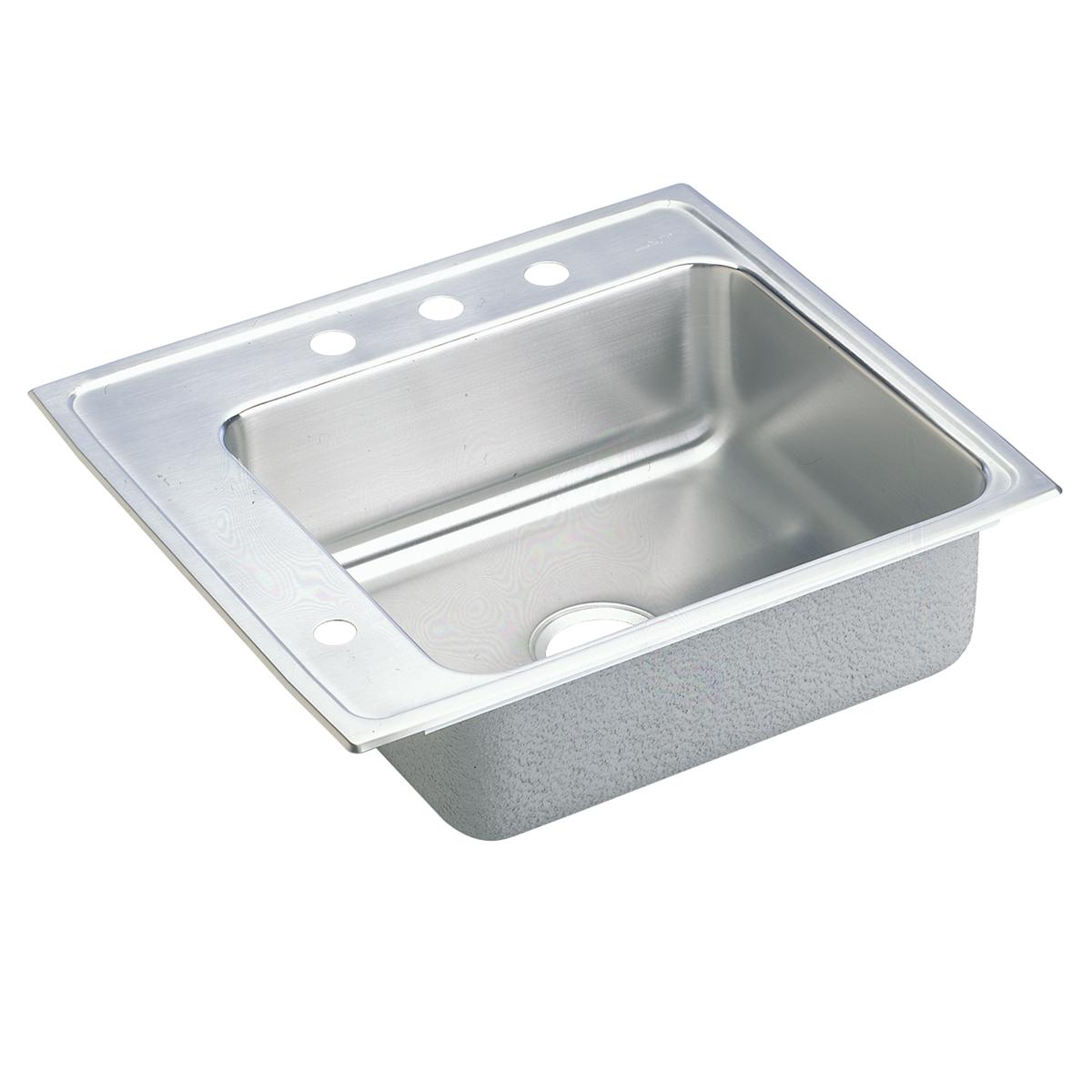 Elkay Lustertone Classic 22" x 19-1/2" x 4" 2LM-Hole Single Bowl Drop-in Classroom ADA Sink with Quick-clip