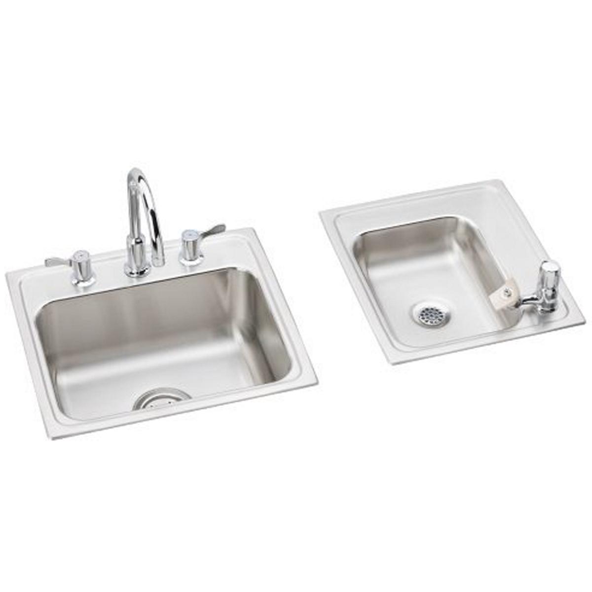 lustrous satin double bowl drop-in classroom sink