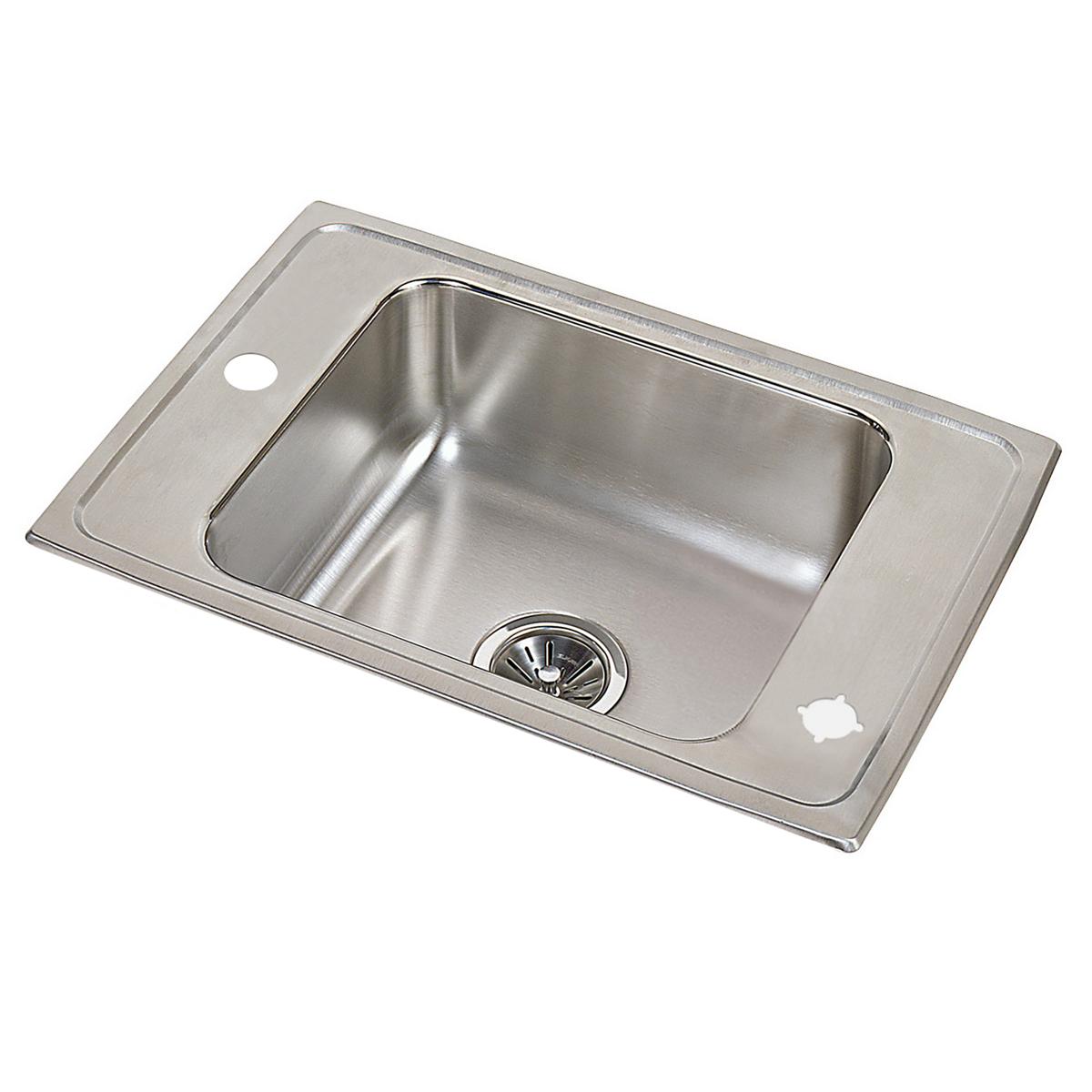Elkay Lustertone Classic 25" x 17" x 7-5/8" 2LM-Hole Single Bowl Drop-in Classroom Sink