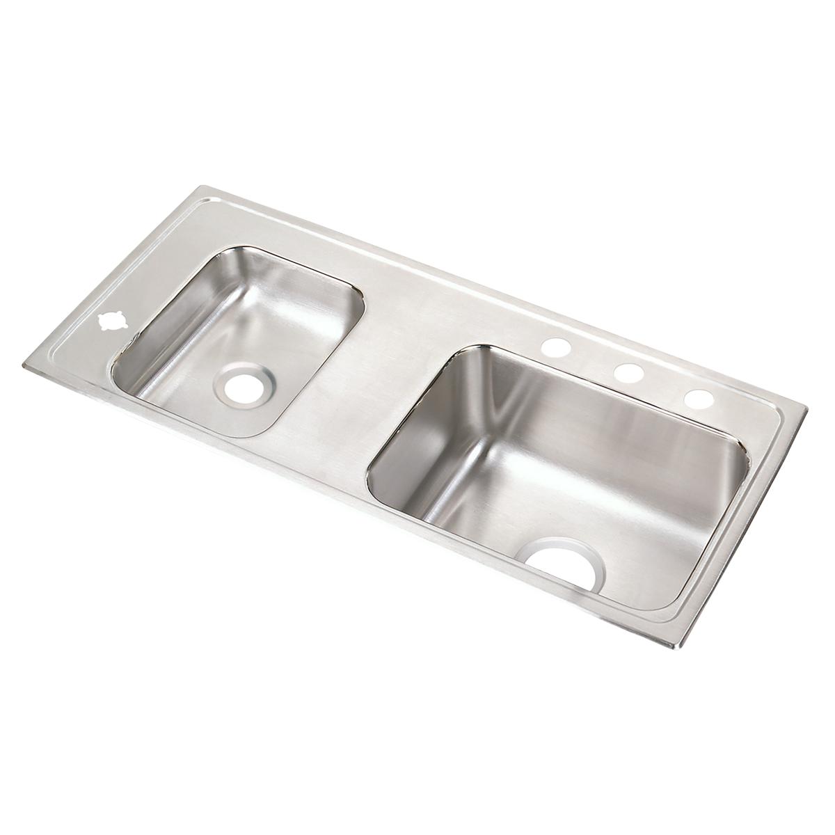 lustrous satin double bowl drop-in classroom sink