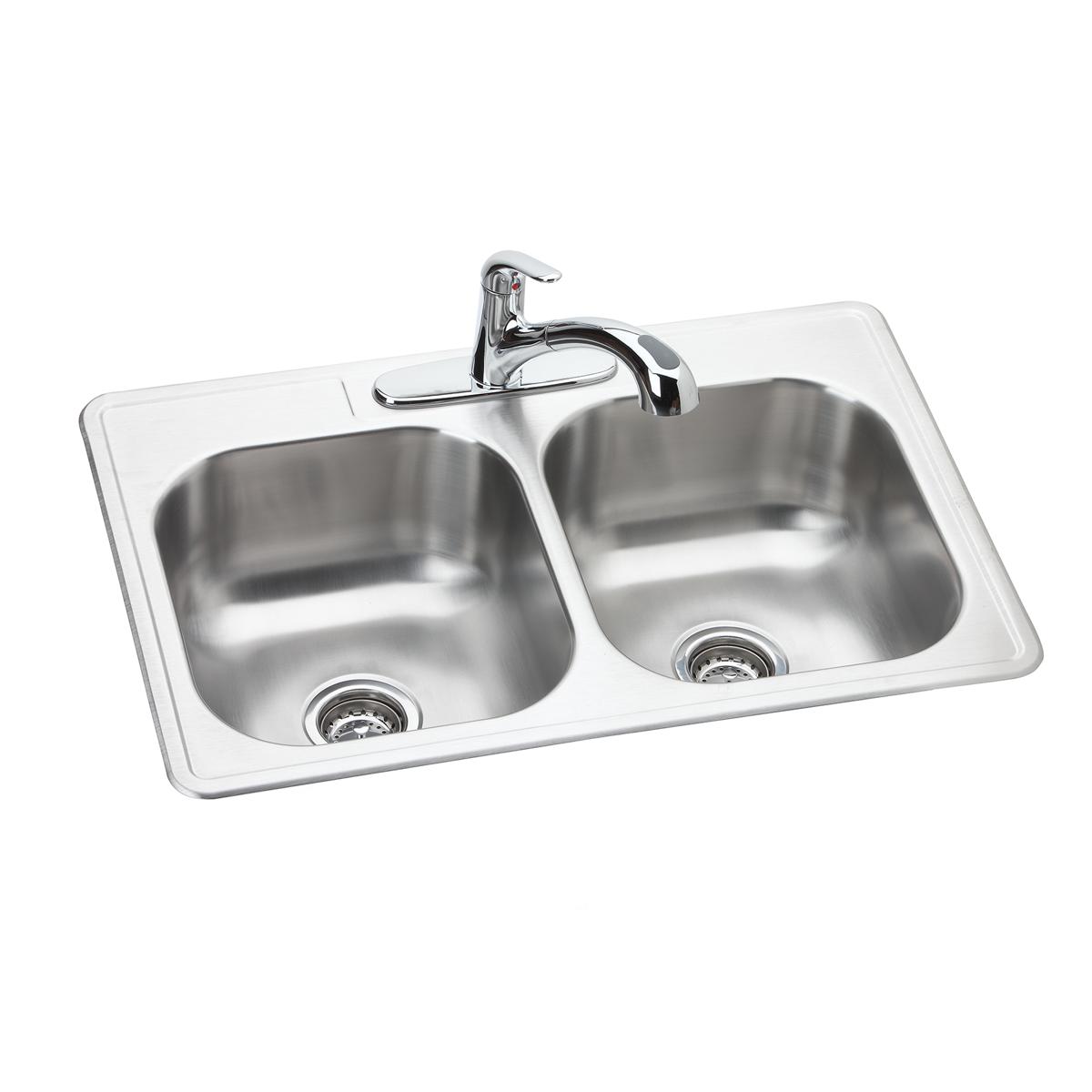 elite satin equal double bowl drop-in sink