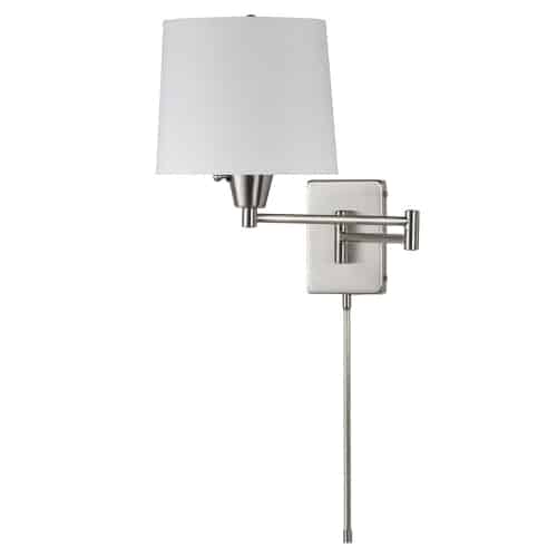 satin chrome with white linen shade wall mount