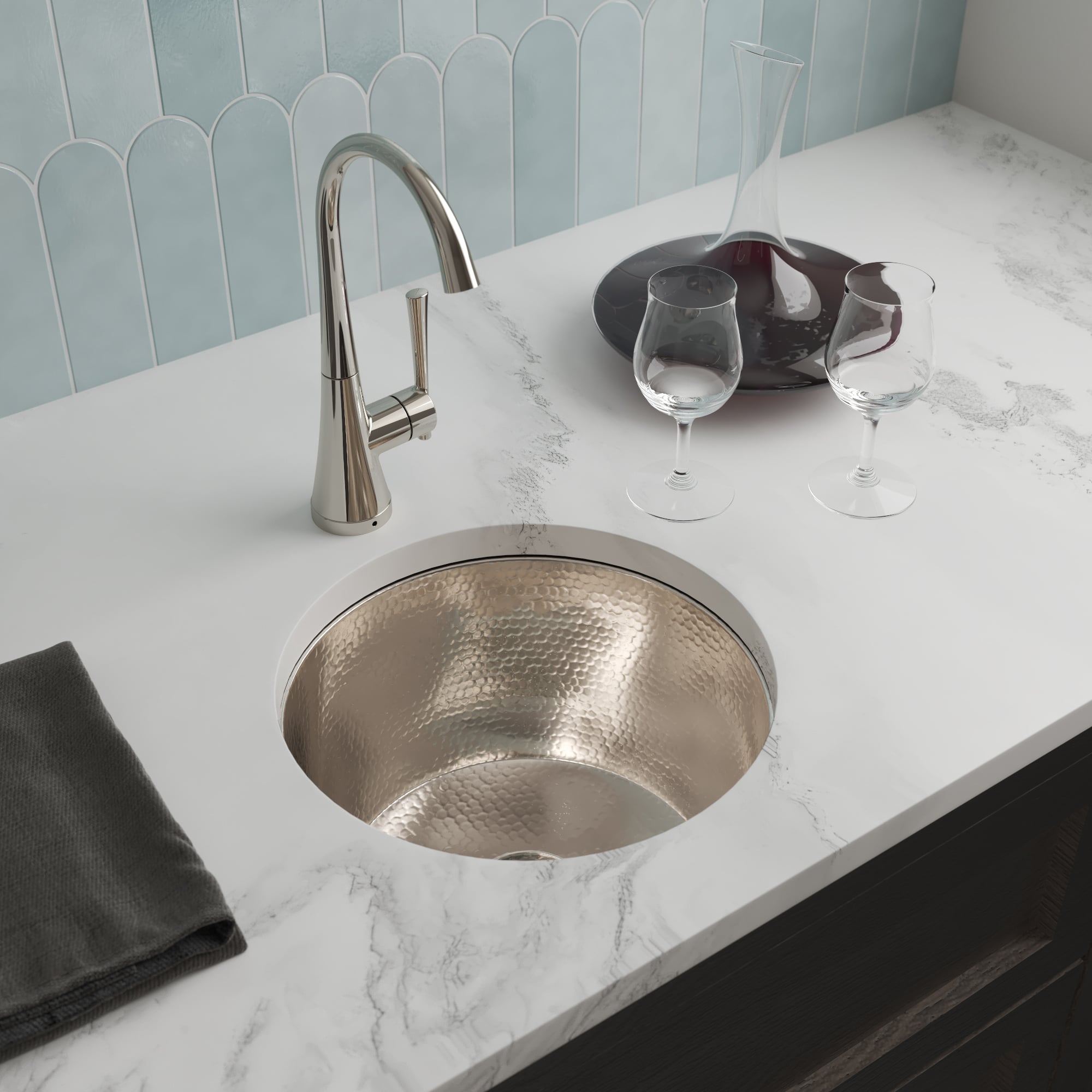 polished nickel kitchen sink