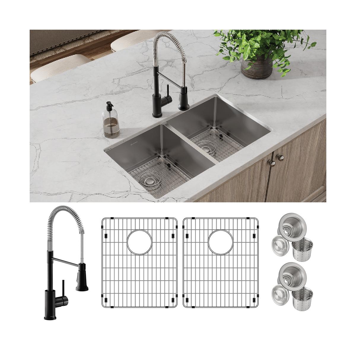 polished satin equal double bowl undermount sink