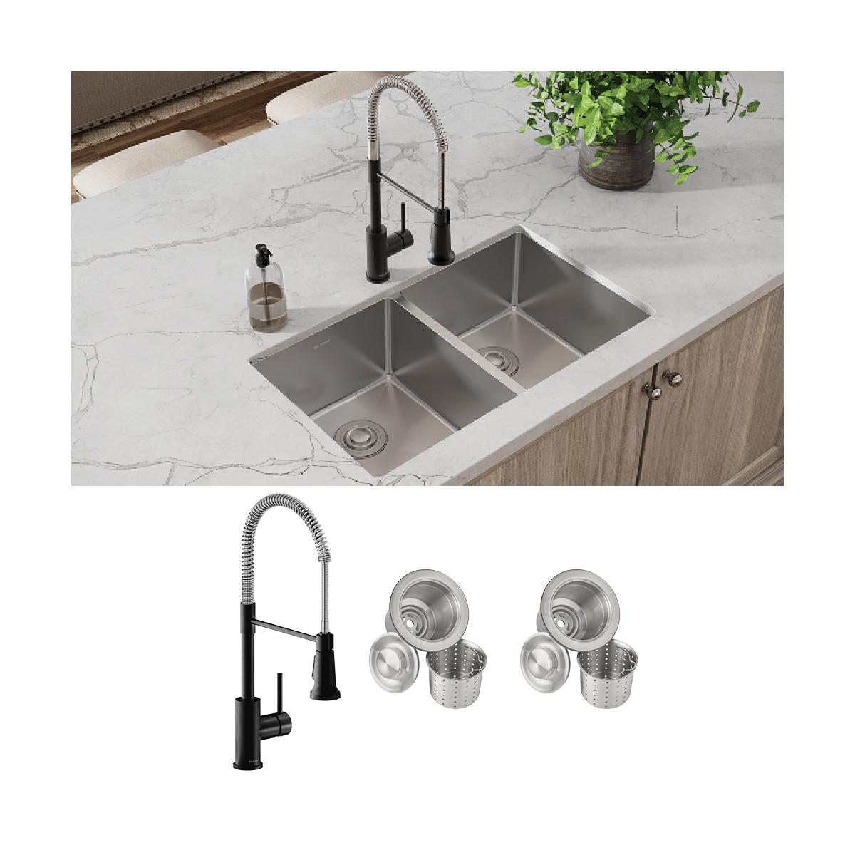 polished satin equal double bowl undermount sink