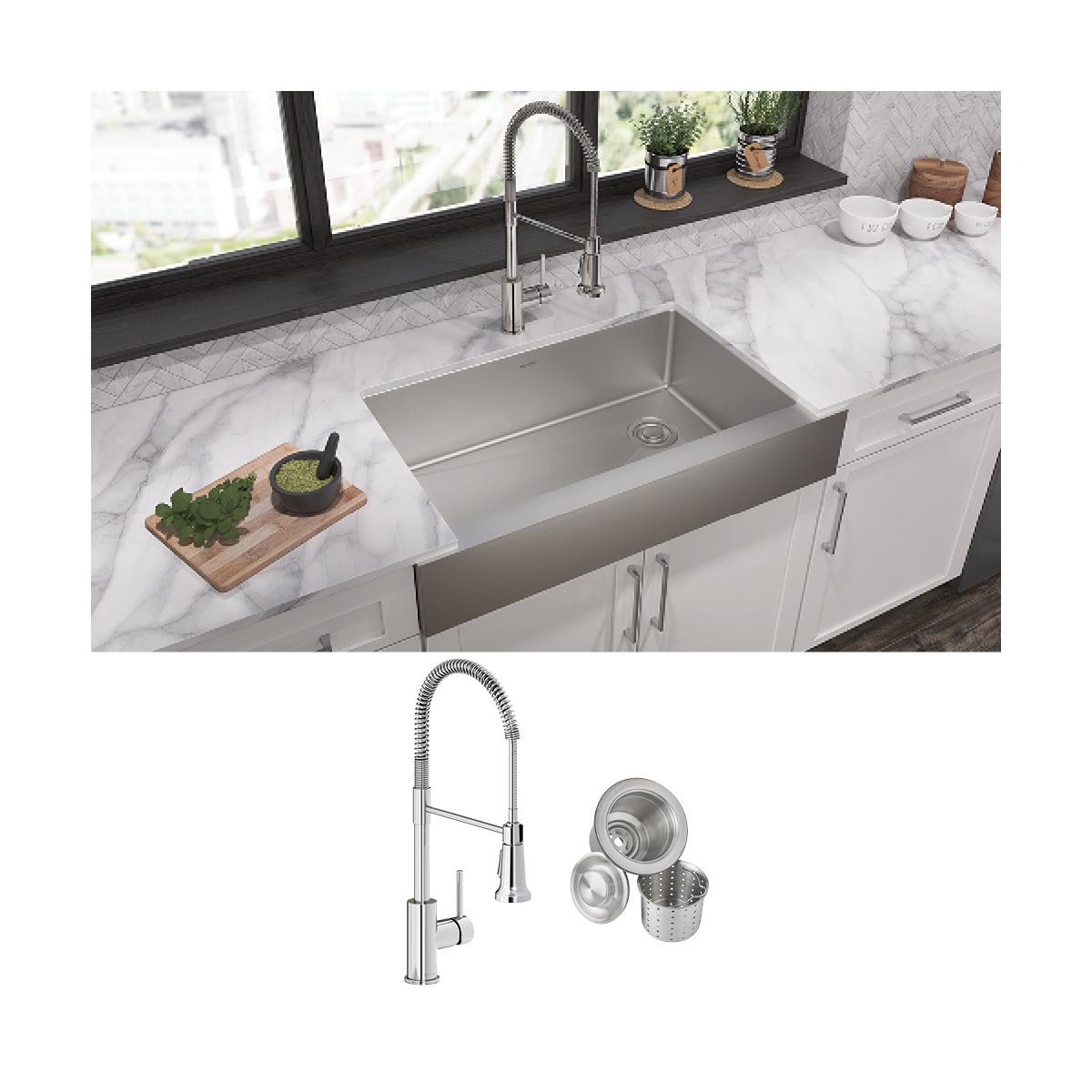 polished satin single bowl farmhouse sink