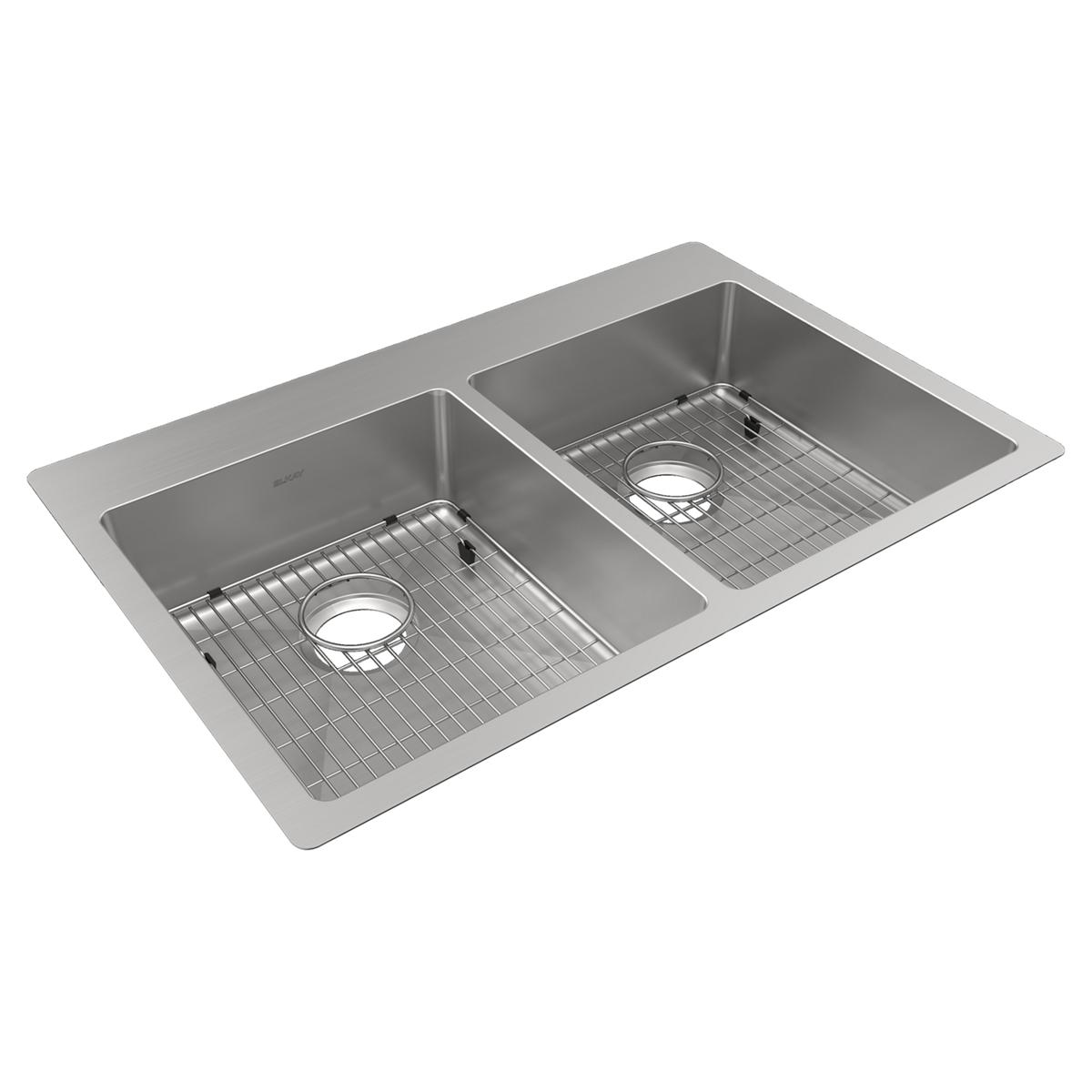 polished satin equal double bowl dual mount ada sink kit