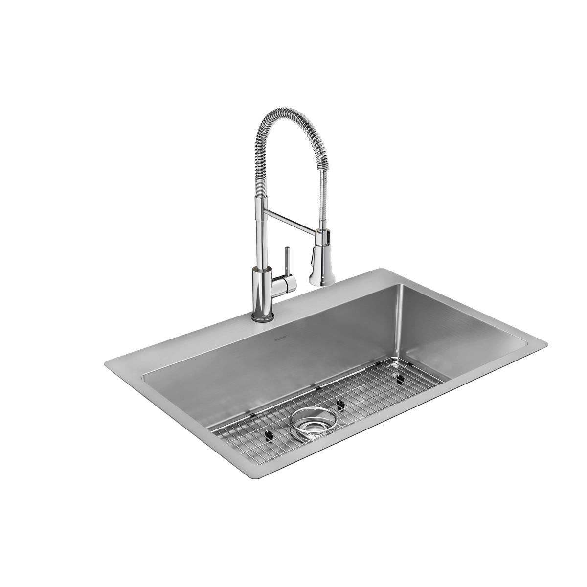 polished satin single bowl dual mount sink kit